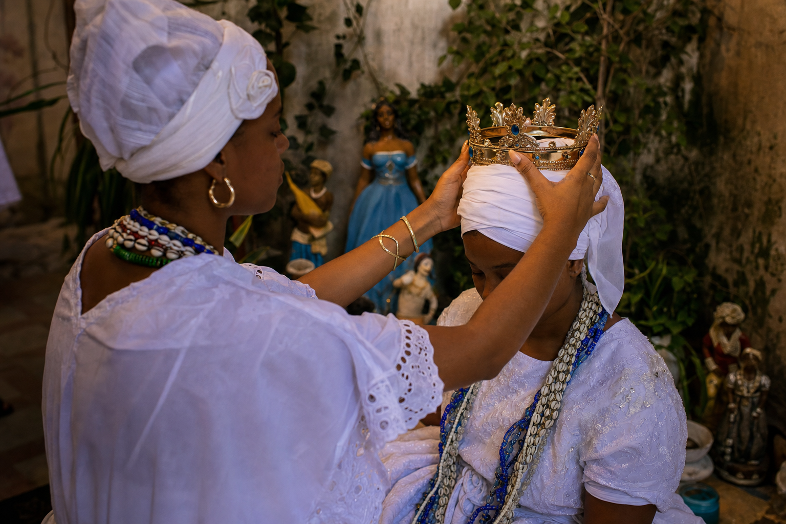 an image of a person crowning thier gaurdian angel in cuba make sure they are santeria
