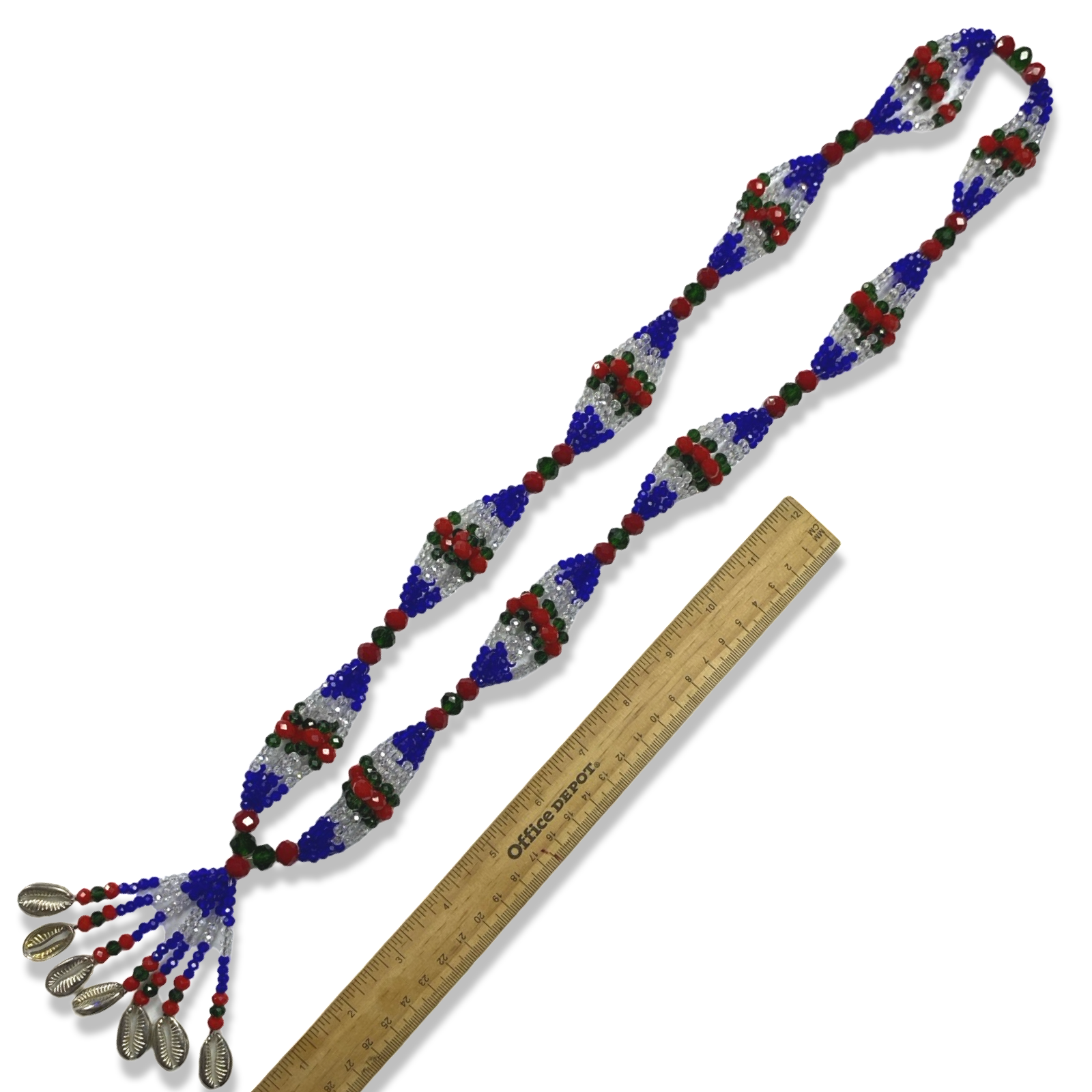Handmade Gala de Yemayá Mayelewó - Blue, Clear, Green, and Red Beads Yoruba Santería Orisha Mazo Necklace - SanteriaGuide