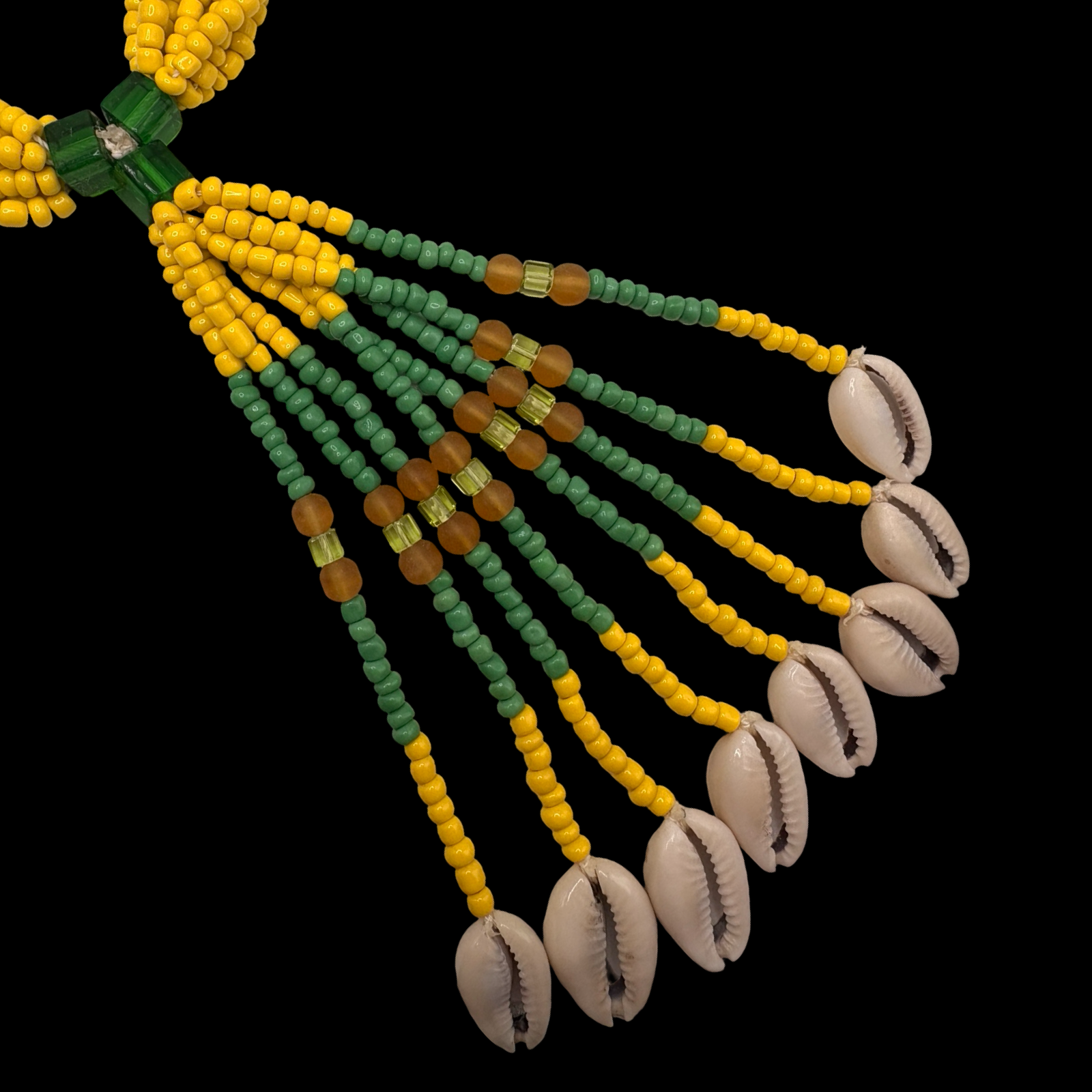 Mazo de Orunmila hecho a mano - Orisha Santería Yoruba Verde y Amarillo