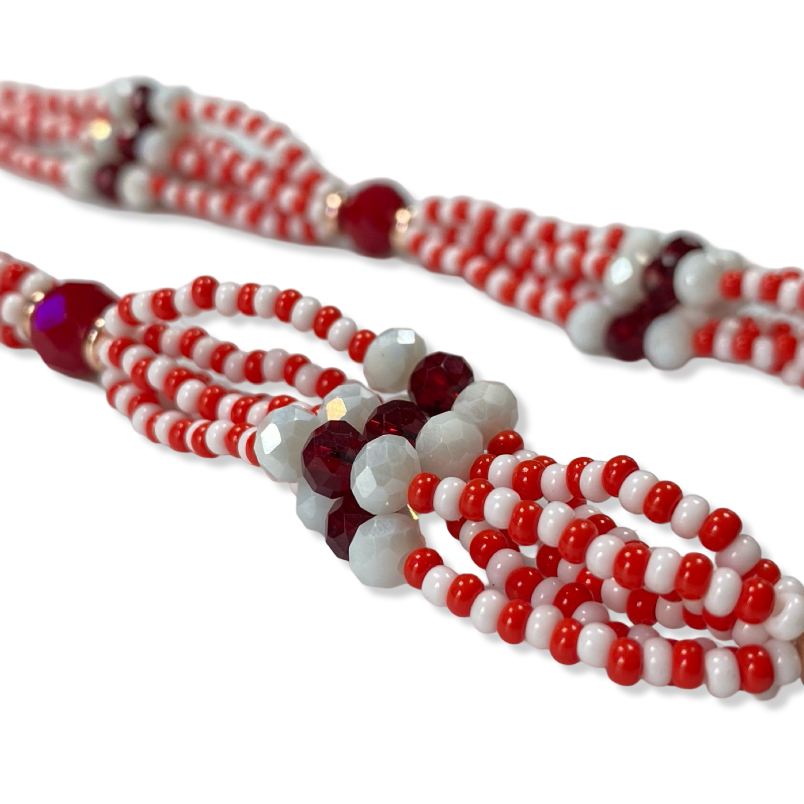Handmade Gala de Shangó - Red & White Beads Yoruba Santería Orisha Mazo Necklace - SanteriaGuide