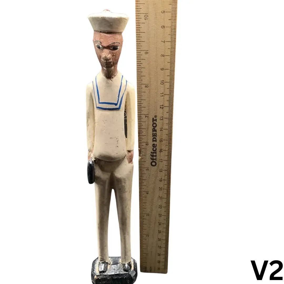 1 African Ivory Coast Baule Colonial statue Male Statue Hand Carved Painted Doctor 12in