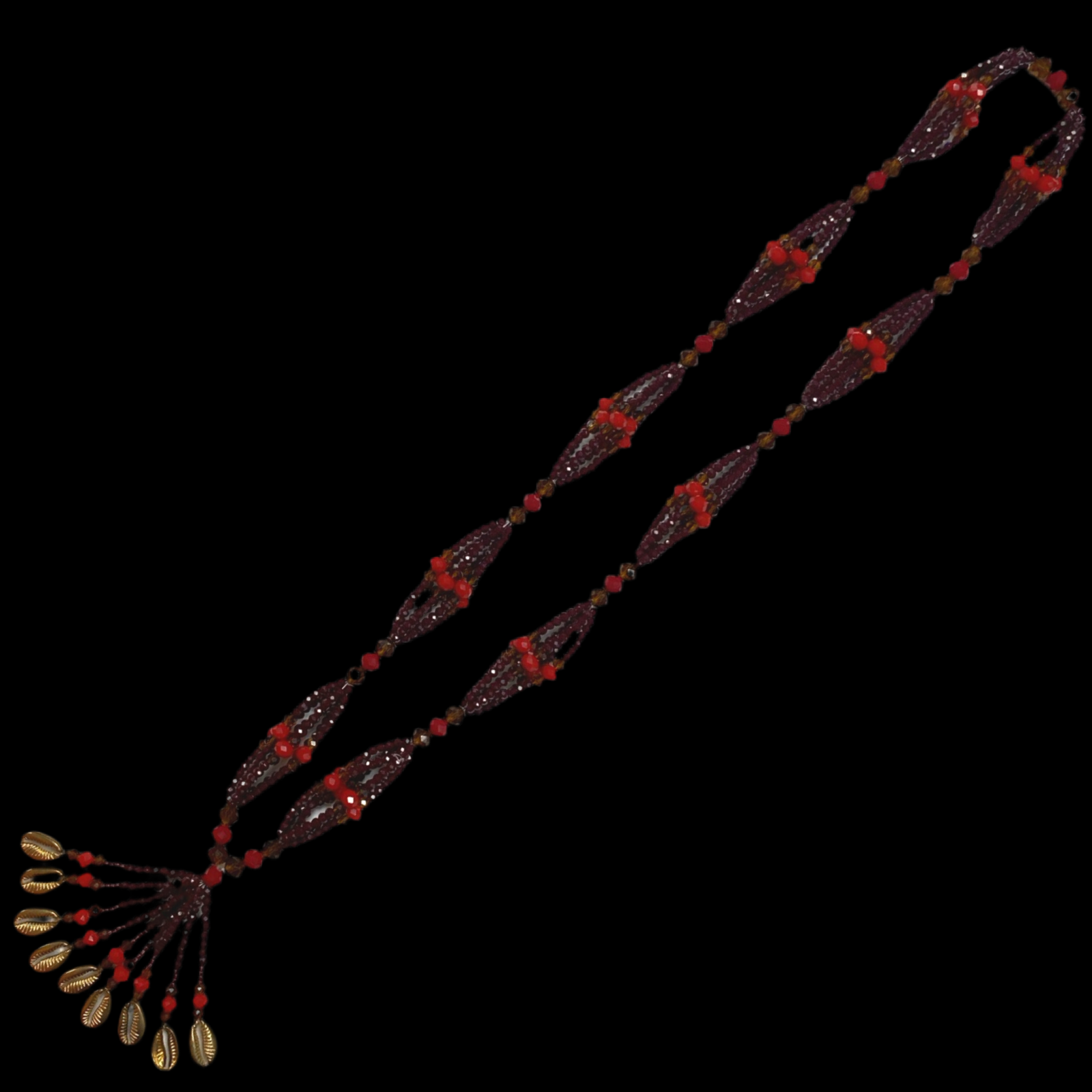 Oya Gala Necklace – Handmade with Beads & Gold Cowrie Shells