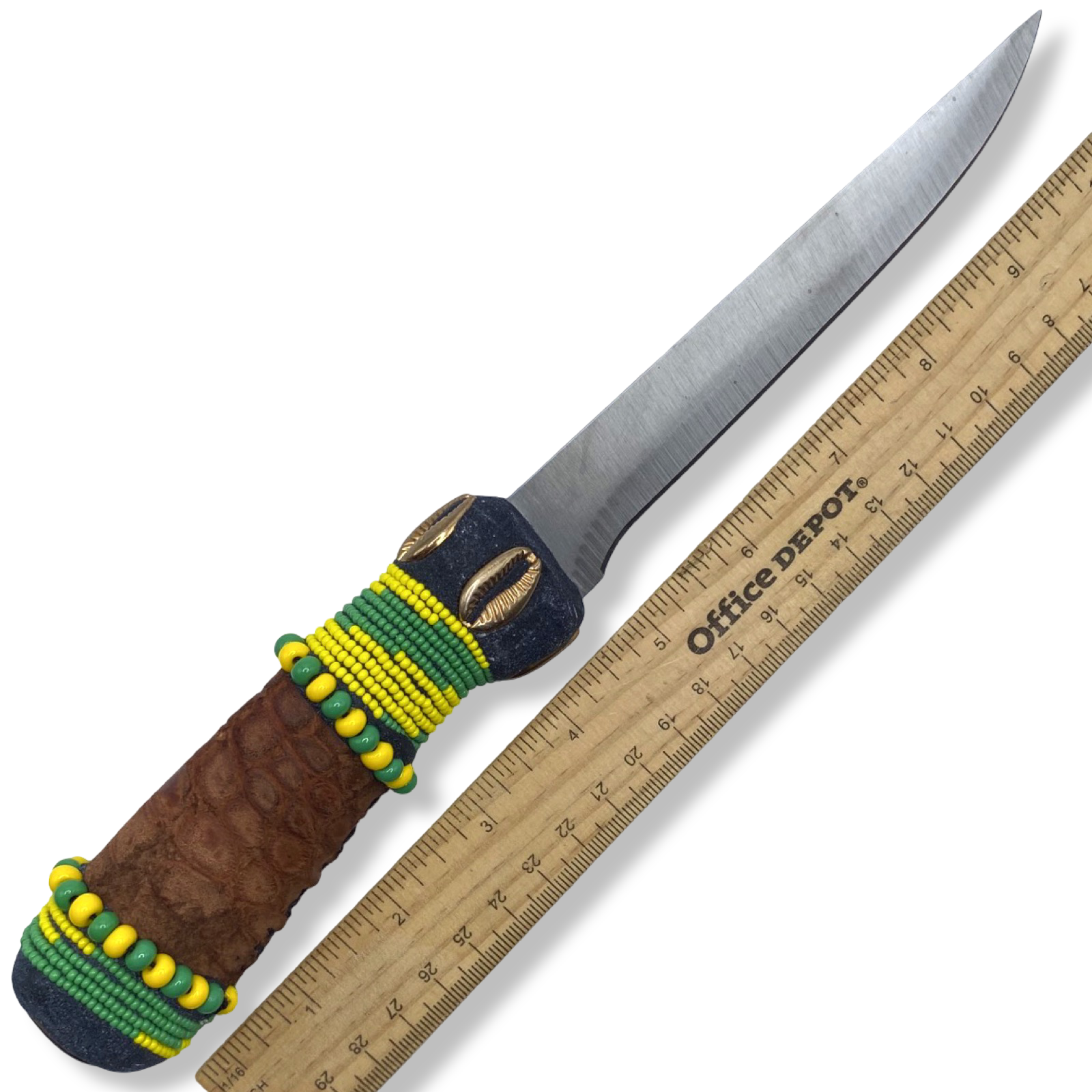 Pinaldo Cuchillo para Orunmila – De Piel, Diseño 2 (Knife with Leather for Orunmila – Design 2) - SanteriaGuide
