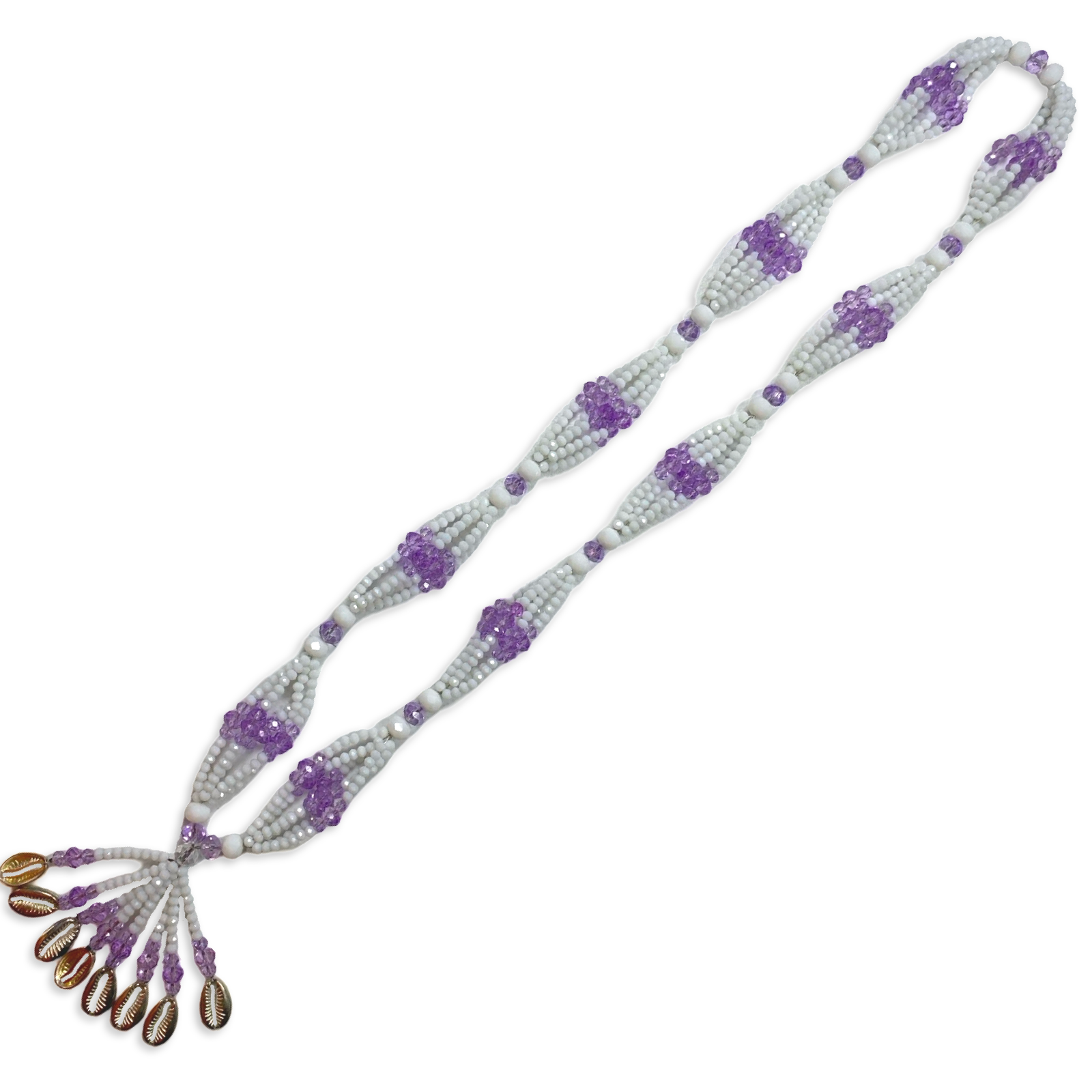 Handmade Gala de Obatalá Obamoro – White, Purple, and Clear Glass Beads for Iyawó - SanteriaGuide