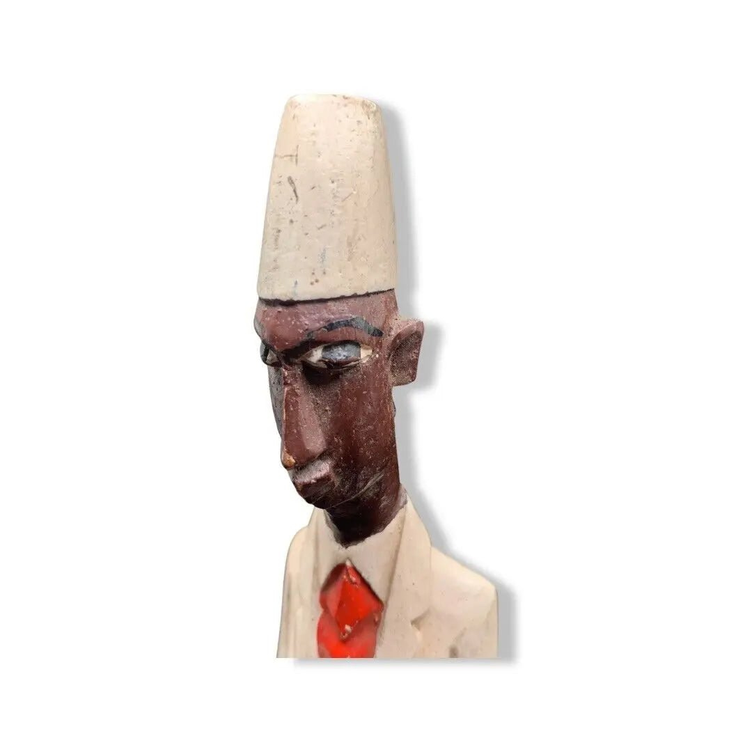 1 African Ivory Coast Baule Colonial statue Male Statue Hand Carved Painted Doctor 12in