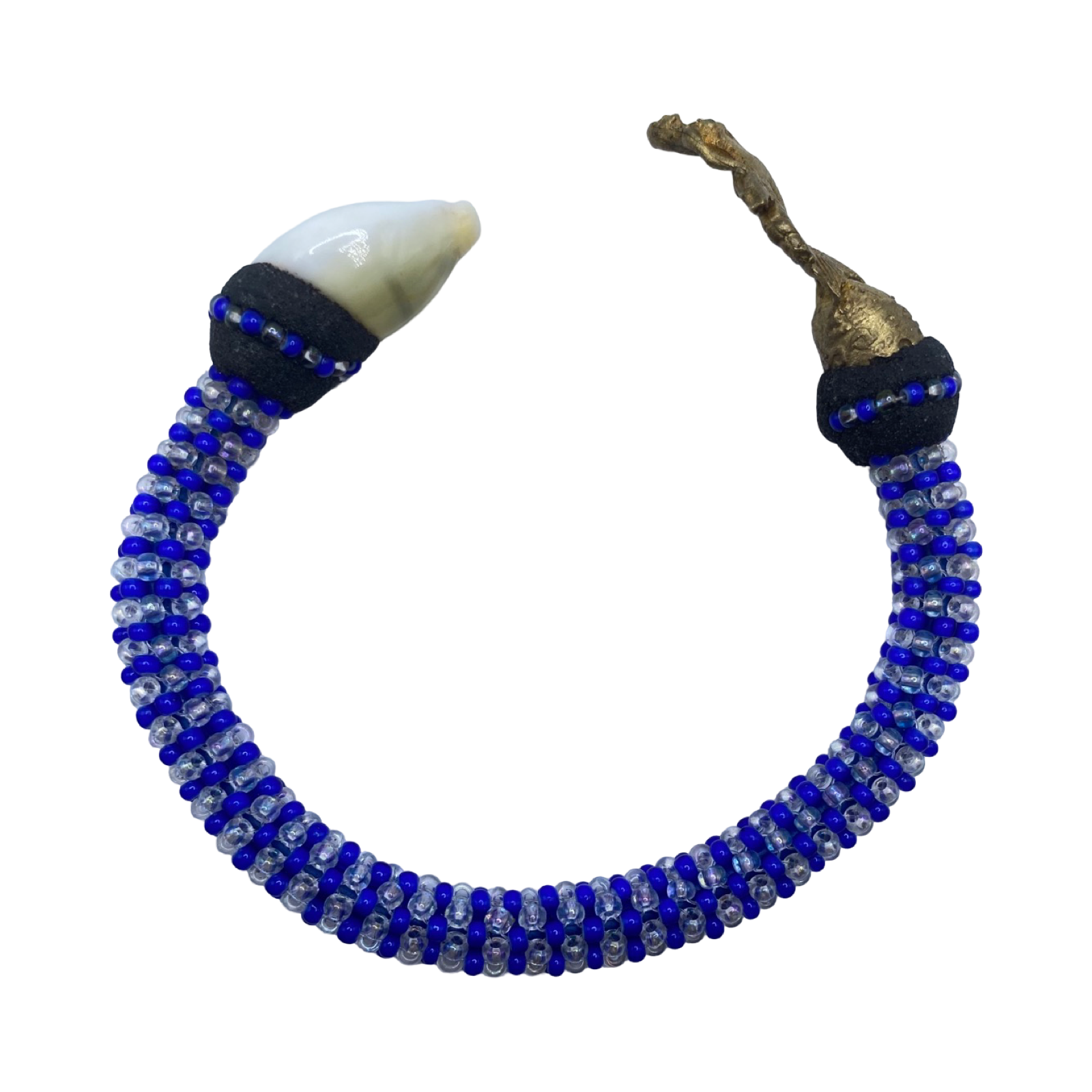 Handmade Ilde de Yemayá Yemoja Bracelet - Cowrie Shell & Bronze Yoruba Santeria Orisha - SanteriaGuide