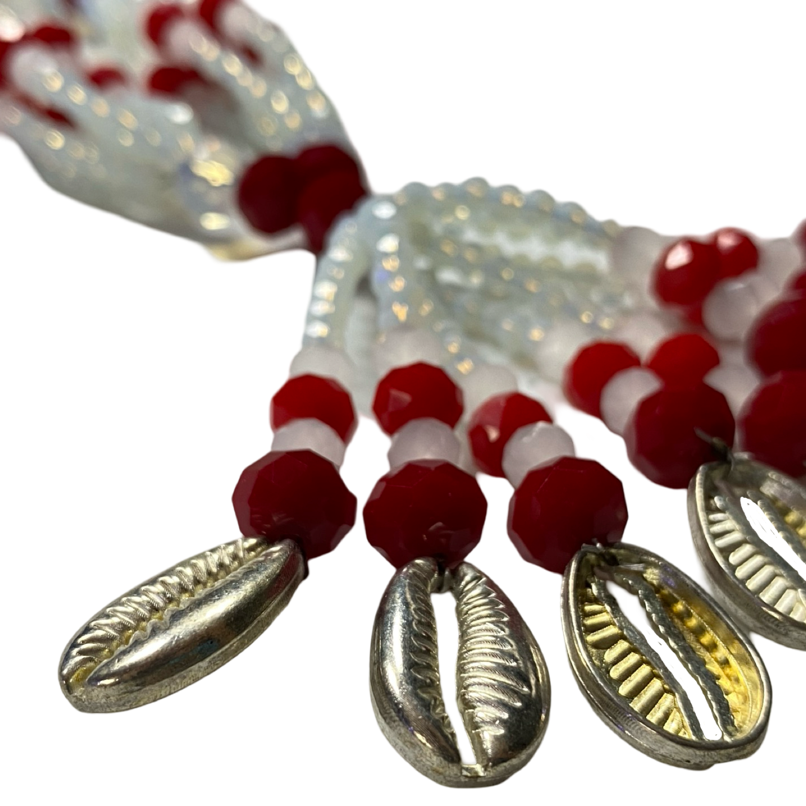 Handmade Gala de Obatalá Ayaguna – Red, White, and Clear Glass Beads for Iyawó - SanteriaGuide