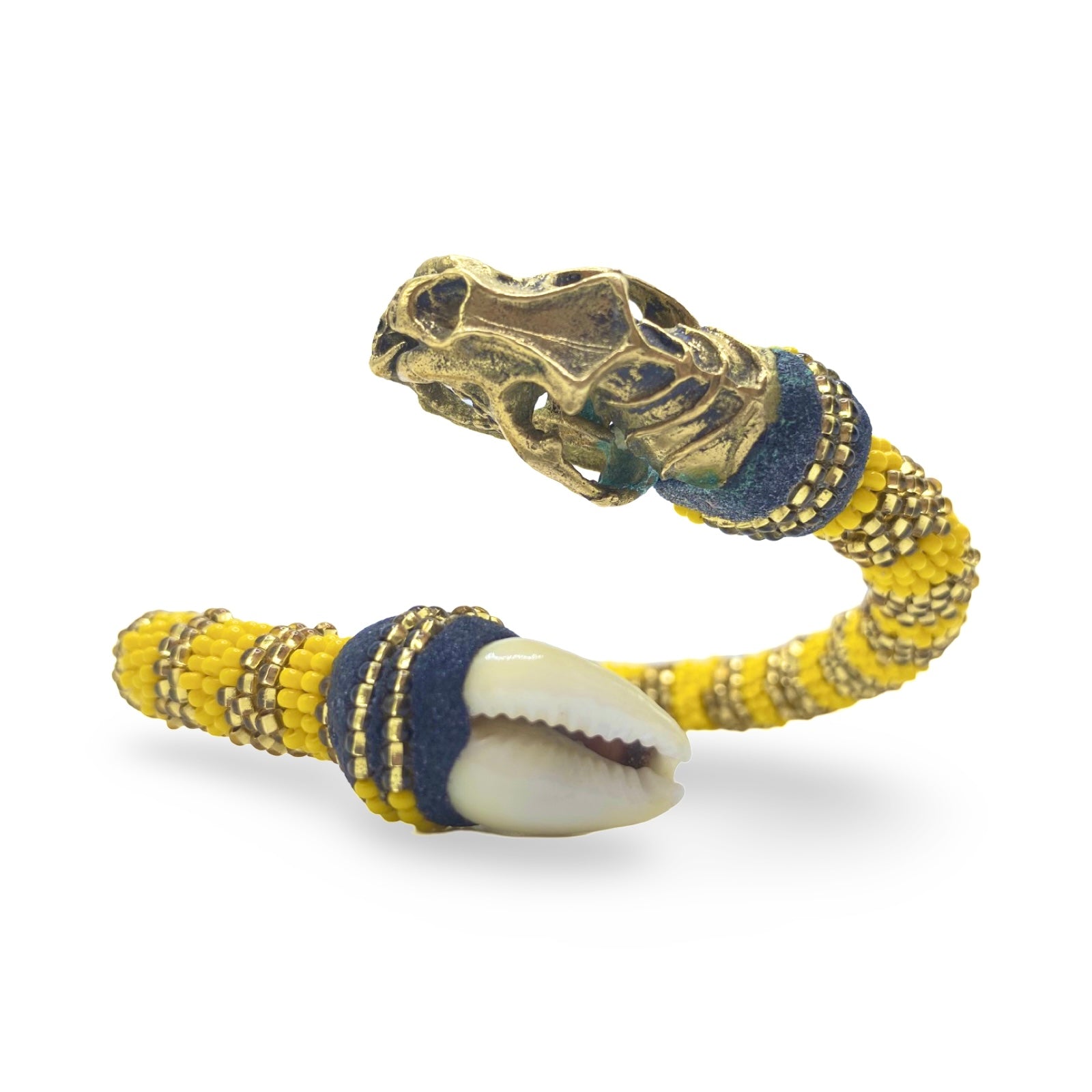 Handmade Ilde de Oshún Bracelet - Cowrie Shells & Bronze Yoruba Santeria Orisha - SanteriaGuide