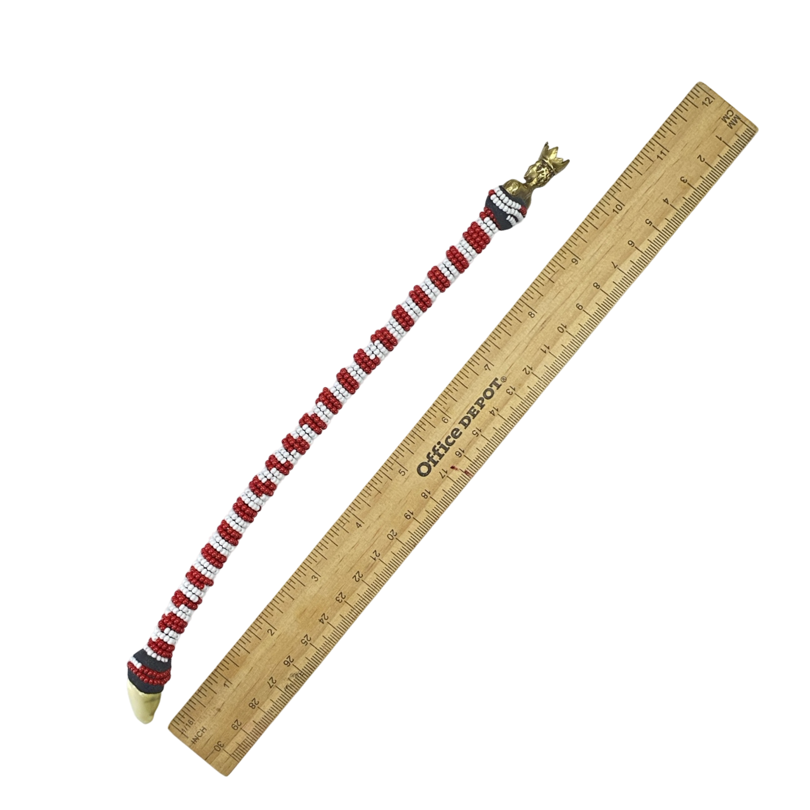 Handmade Ilde de Shangó Bracelet - Red & White, Cowrie Shell & Bronze Yoruba Santeria Orisha - SanteriaGuide