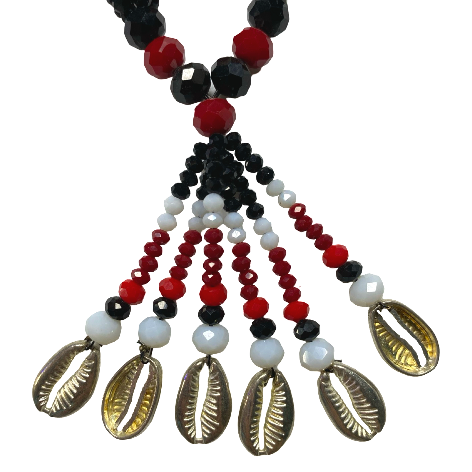 Handmade Gala de Eshu Alaguana – Black, White, and Red Glass Beads for Iyawó - SanteriaGuide