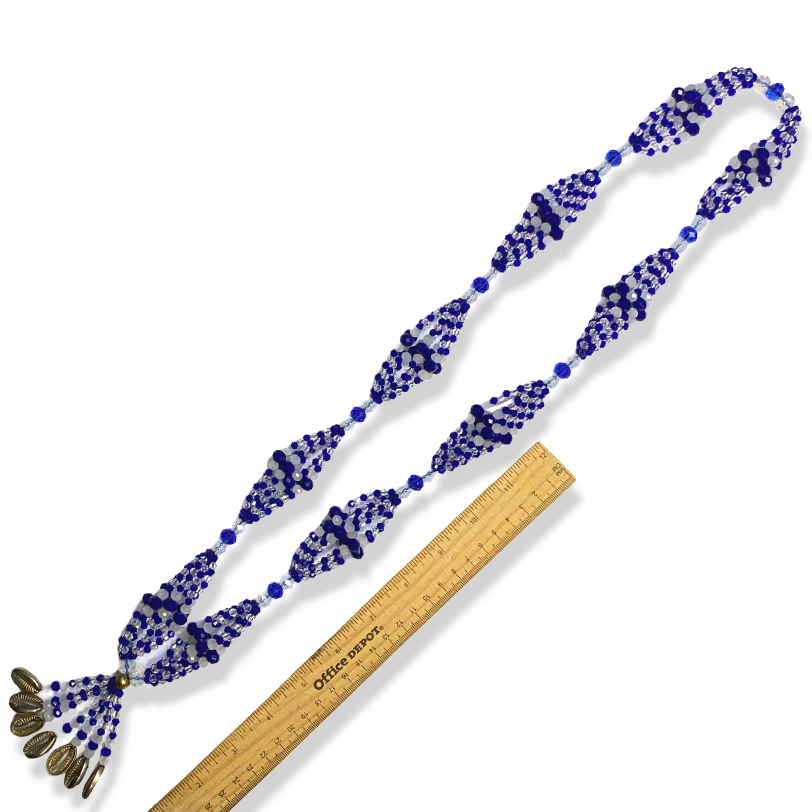Handmade Gala de Yemayá - Clear and Blue Beads Yoruba Santería Orisha Mazo Necklace - SanteriaGuide