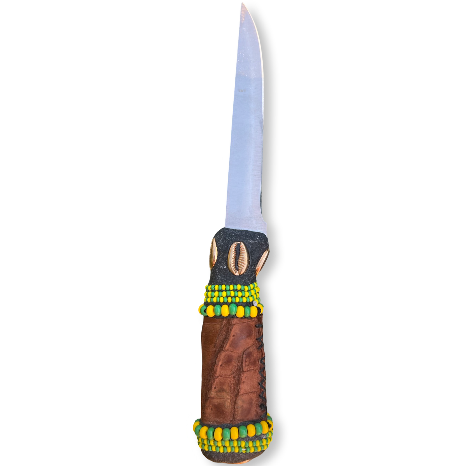 Pinaldo Cuchillo para Orunmila – De Piel, Diseño 4 (Knife with Leather for Orunmila – Design 4) - SanteriaGuide