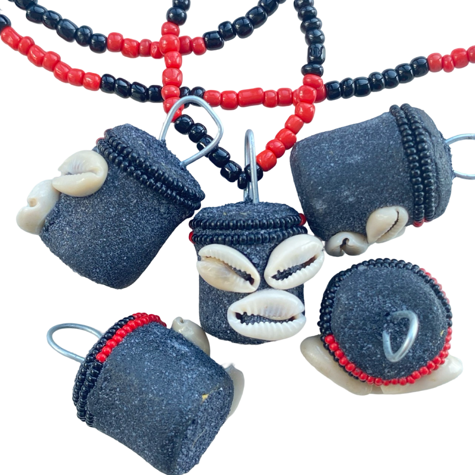 Eleke hecho a mano con colgante de cabeza de Eleguá – Collar de santería yoruba