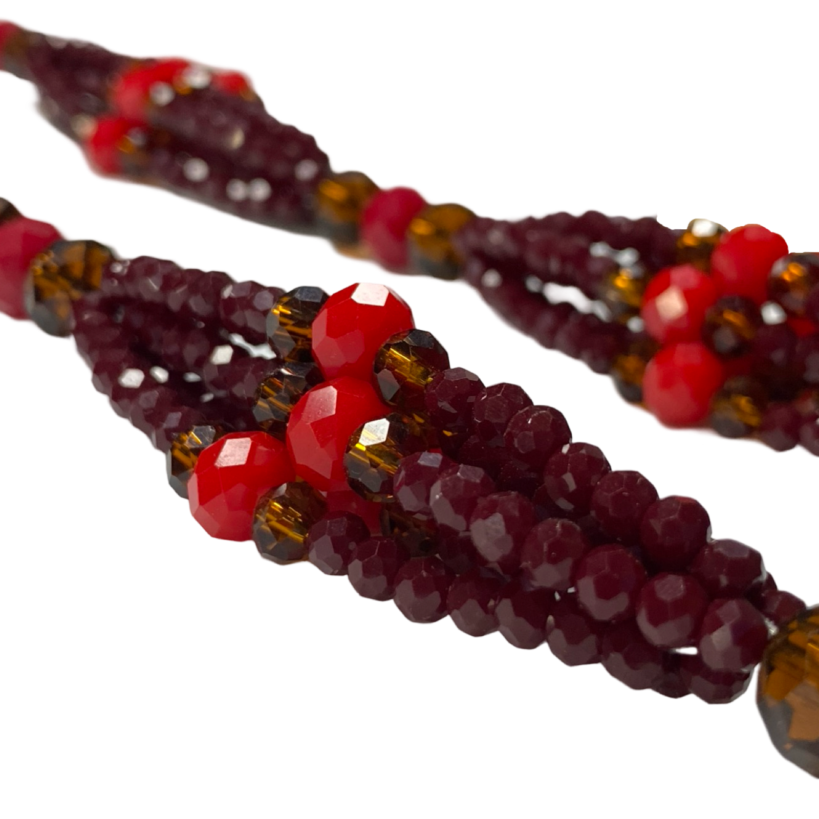 Handmade Gala de Oyá - Garnet and Red Yoruba Santería Orisha Mazo Necklace - SanteriaGuide