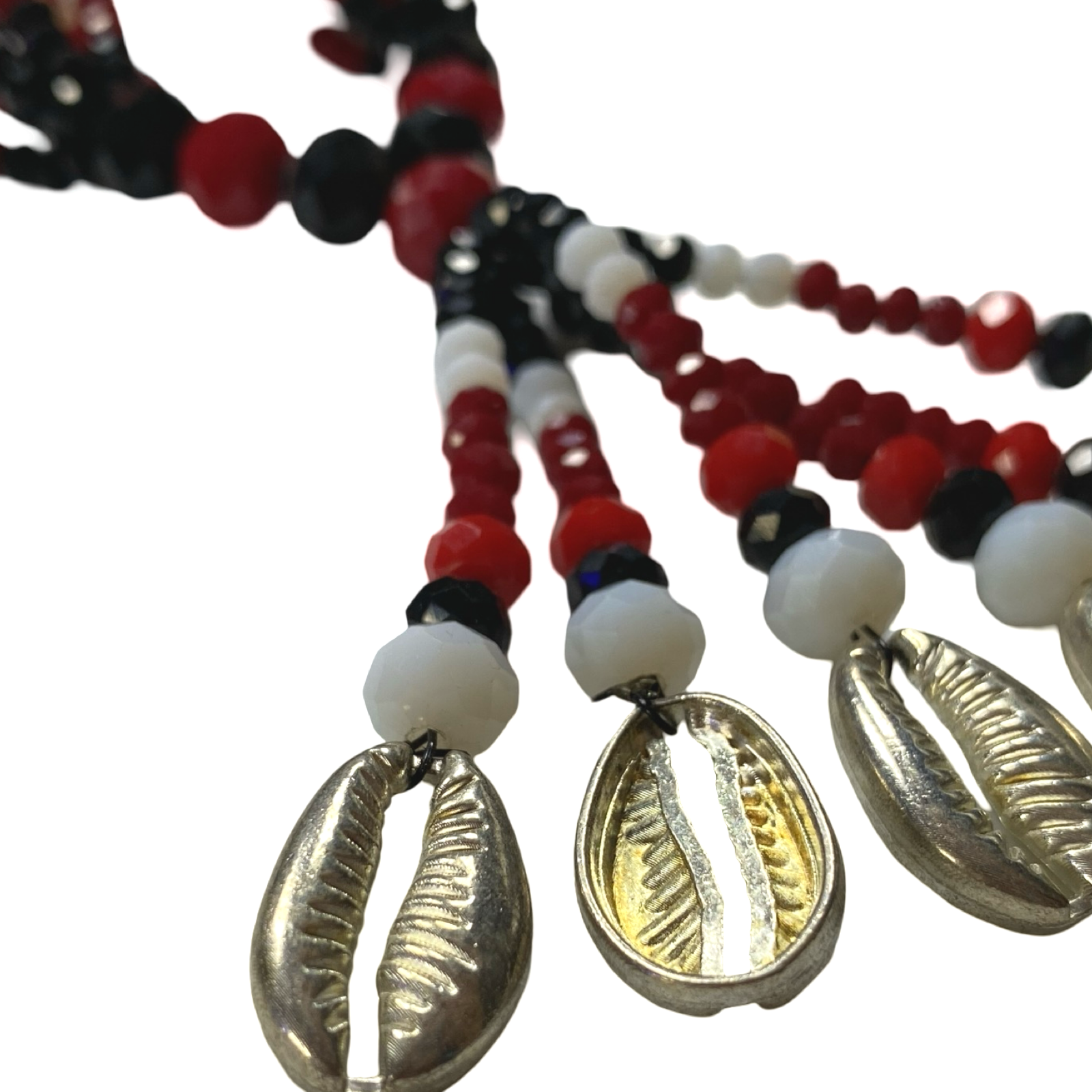 Handmade Gala de Eshu Alaguana – Black, White, and Red Glass Beads for Iyawó - SanteriaGuide