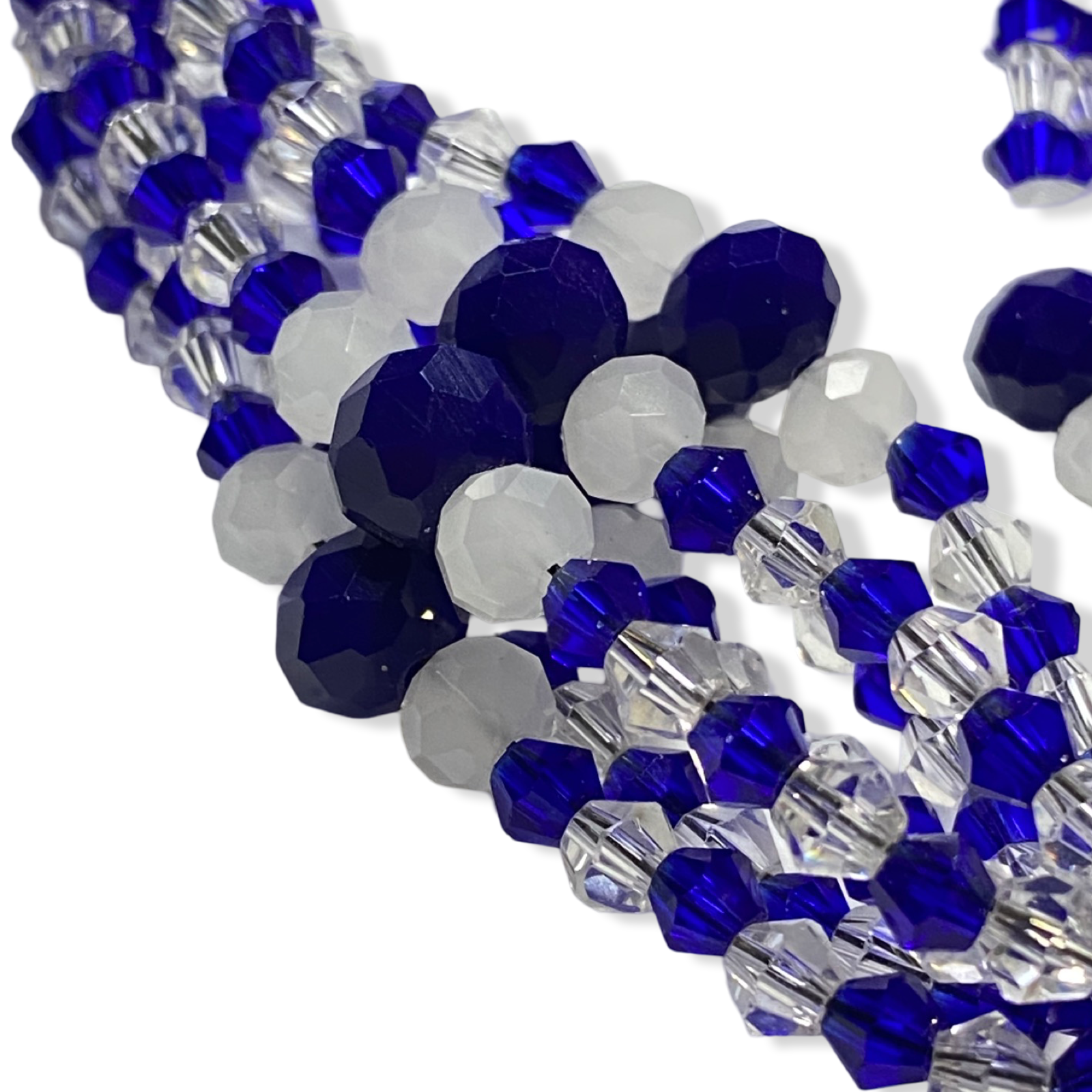 Handmade Gala de Yemayá - Clear and Blue Beads Yoruba Santería Orisha Mazo Necklace - SanteriaGuide