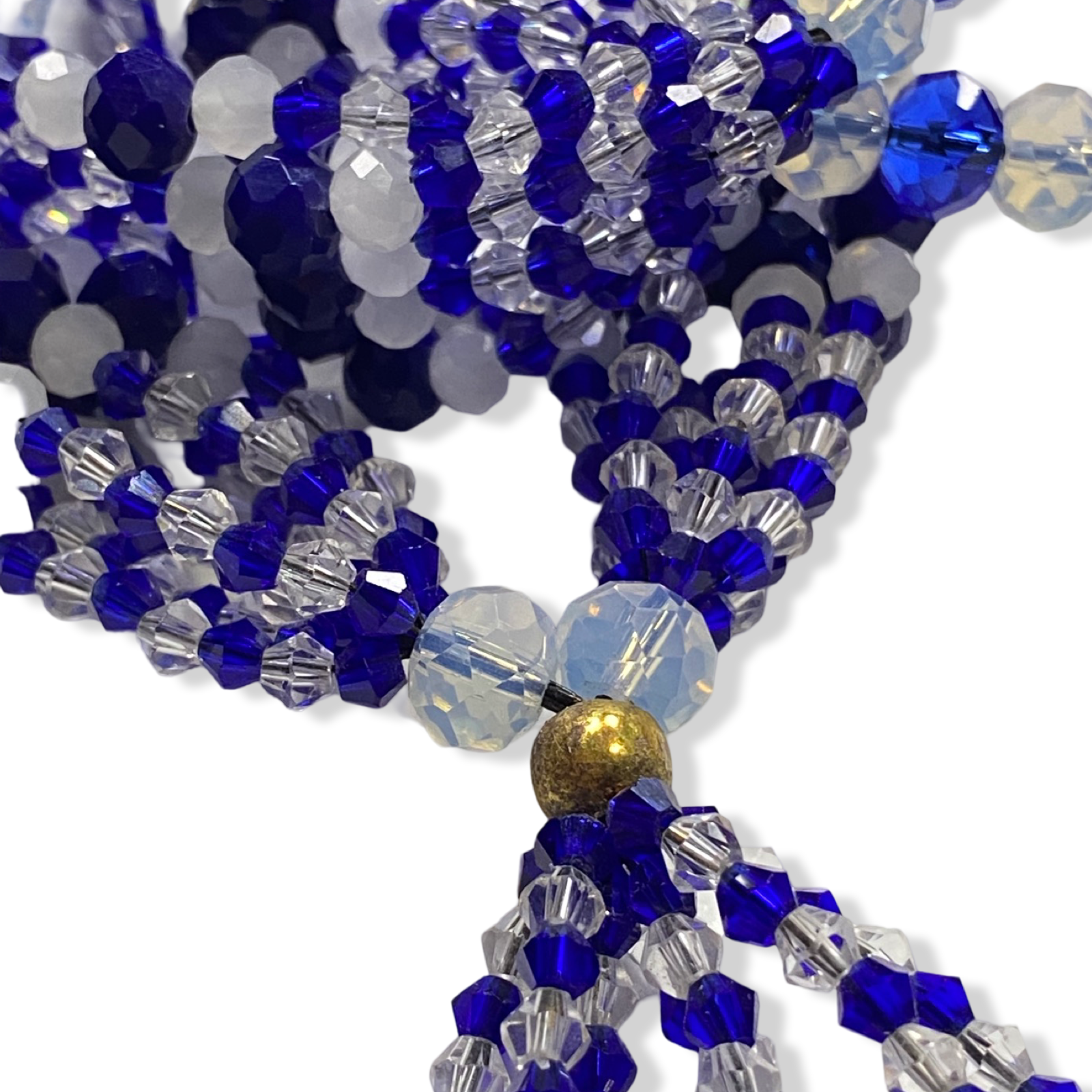 Handmade Gala de Yemayá - Clear and Blue Beads Yoruba Santería Orisha Mazo Necklace - SanteriaGuide