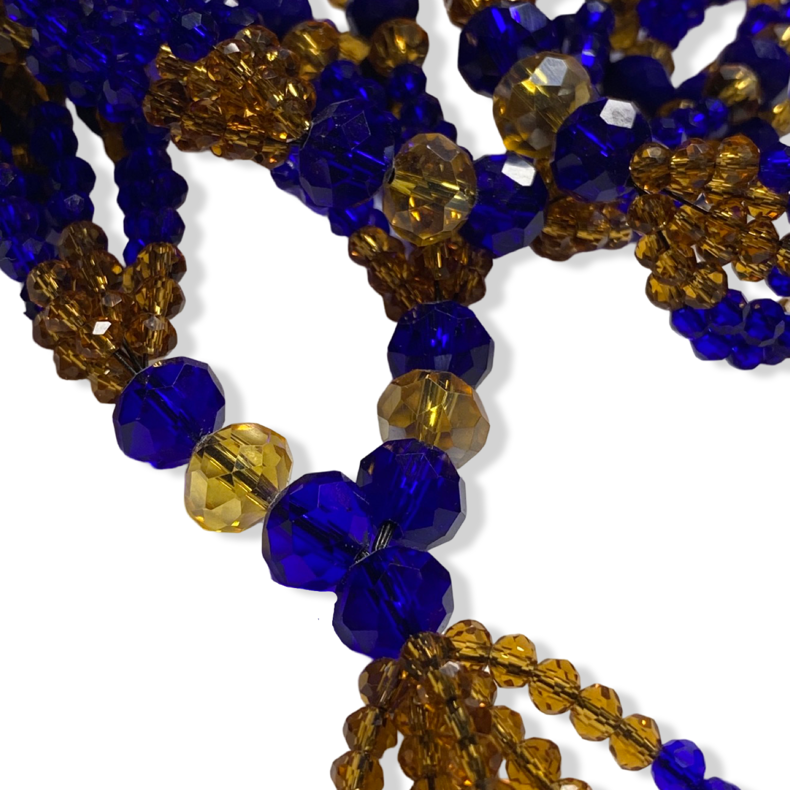 Handmade Gala de Ochosi – Gold and Blue Glass Beads for Iyawó - SanteriaGuide