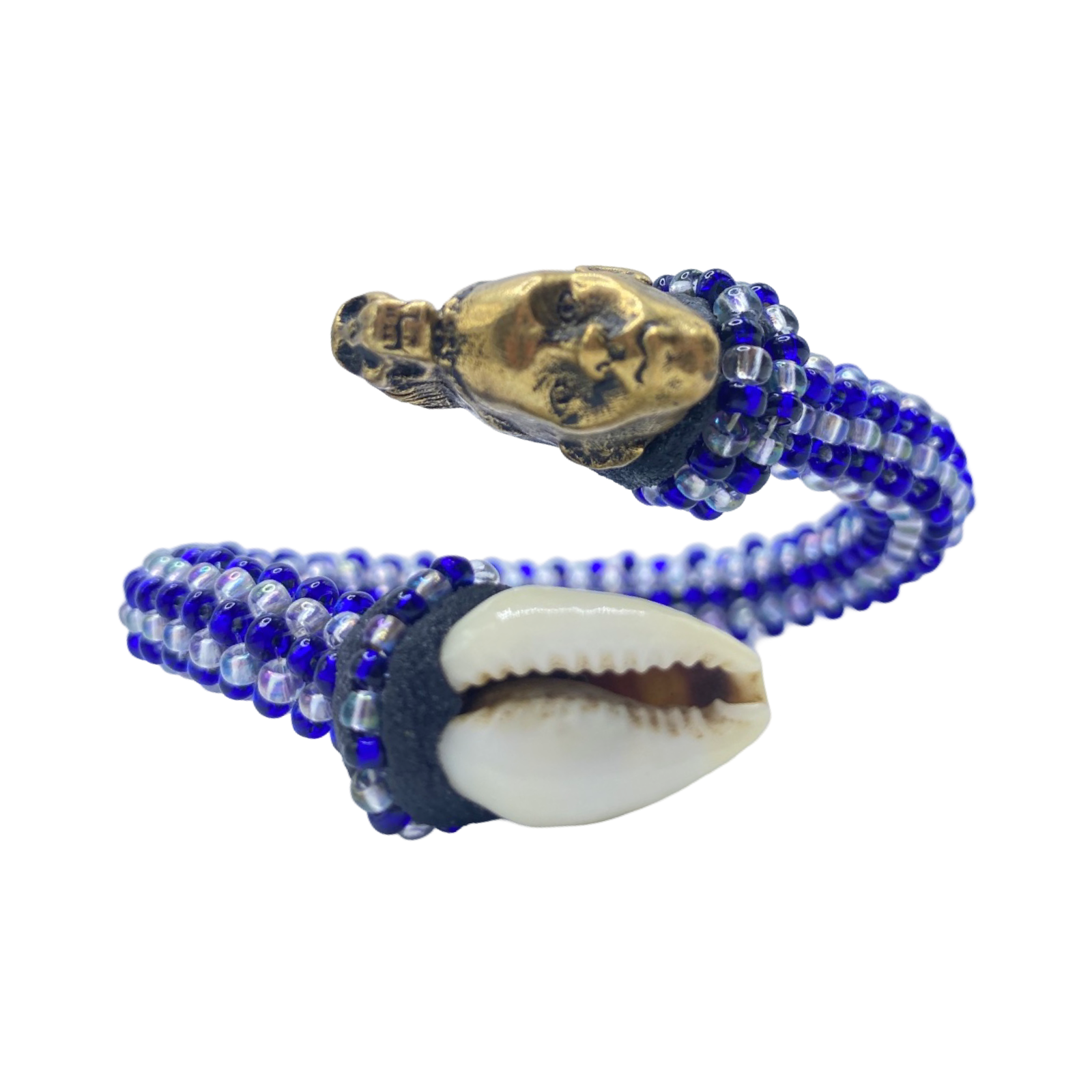 Handmade Ilde de Yemayá Yemoja Bracelet - Cowrie Shell & Bronze Yoruba Santeria Orisha - SanteriaGuide