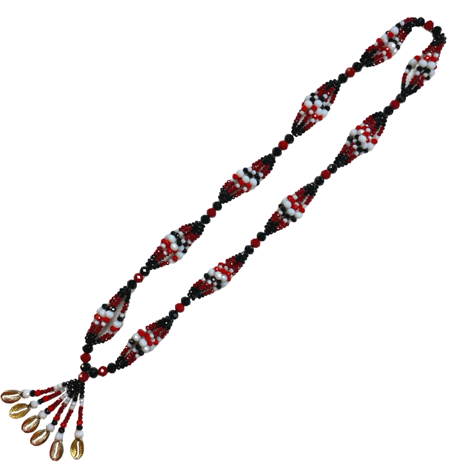 Handmade Gala de Eshu Alaguana – Black, White, and Red Glass Beads for Iyawó - SanteriaGuide