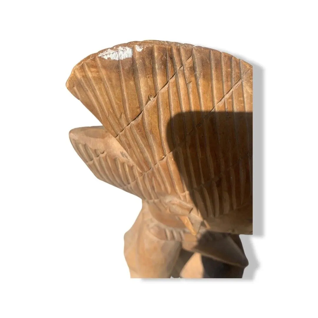 Hand-Carved Yoruba Bowl Statue - Wooden Ritual Offering & Spiritual Decor Santería Orisha - SanteriaGuide