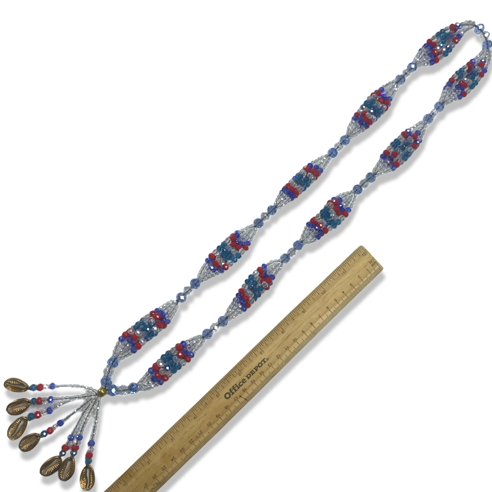 Handmade Gala de Yemayá Ashabá - Clear, Blue, Red, and Light Blue Beads Yoruba Santería Orisha Mazo Necklace - SanteriaGuide