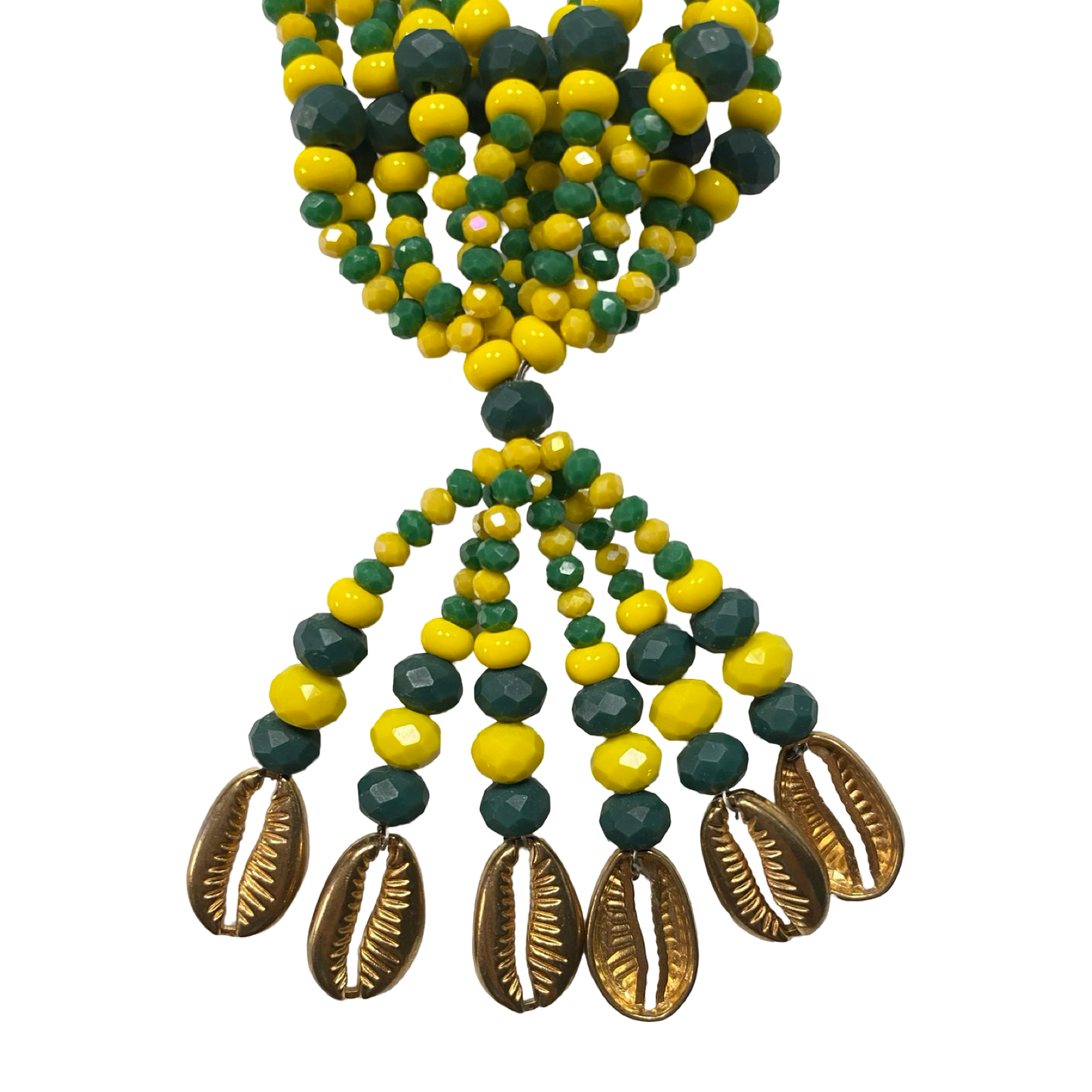 Handmade Gala para Babalawo – Afro-Cubano e Isese – Green and Yellow Glass Beads - SanteriaGuide