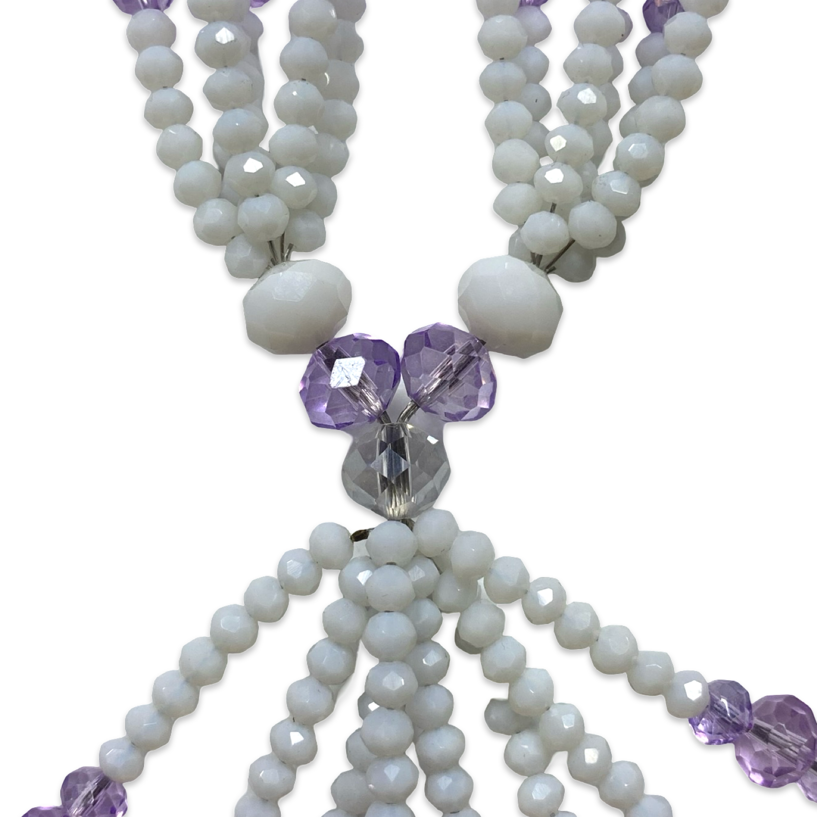 Handmade Gala de Obatalá Obamoro – White, Purple, and Clear Glass Beads for Iyawó - SanteriaGuide