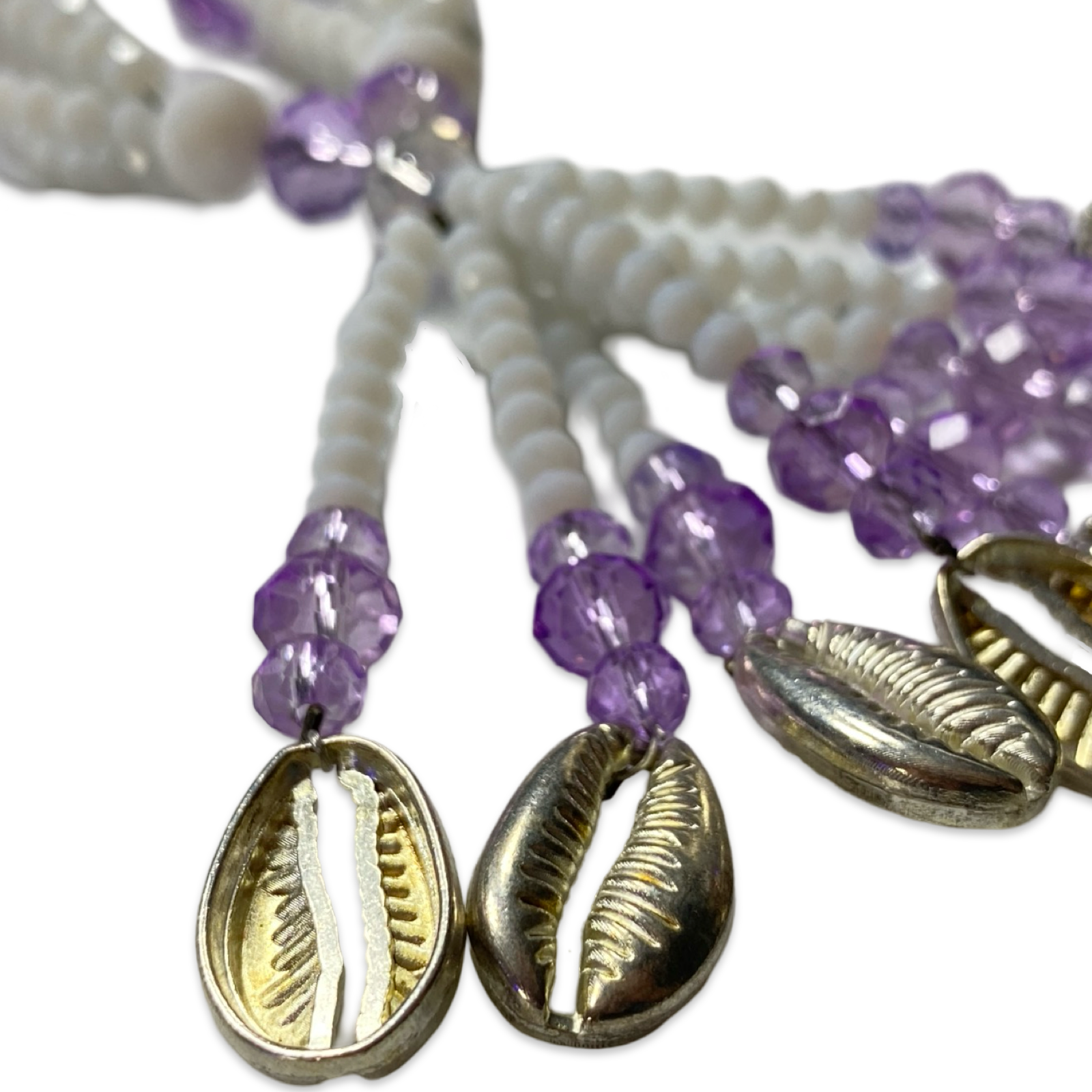 Handmade Gala de Obatalá Obamoro – White, Purple, and Clear Glass Beads for Iyawó - SanteriaGuide