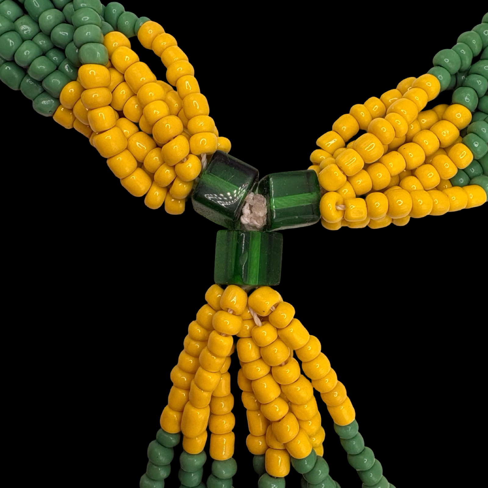 Mazo de Orunmila hecho a mano - Orisha Santería Yoruba Verde y Amarillo