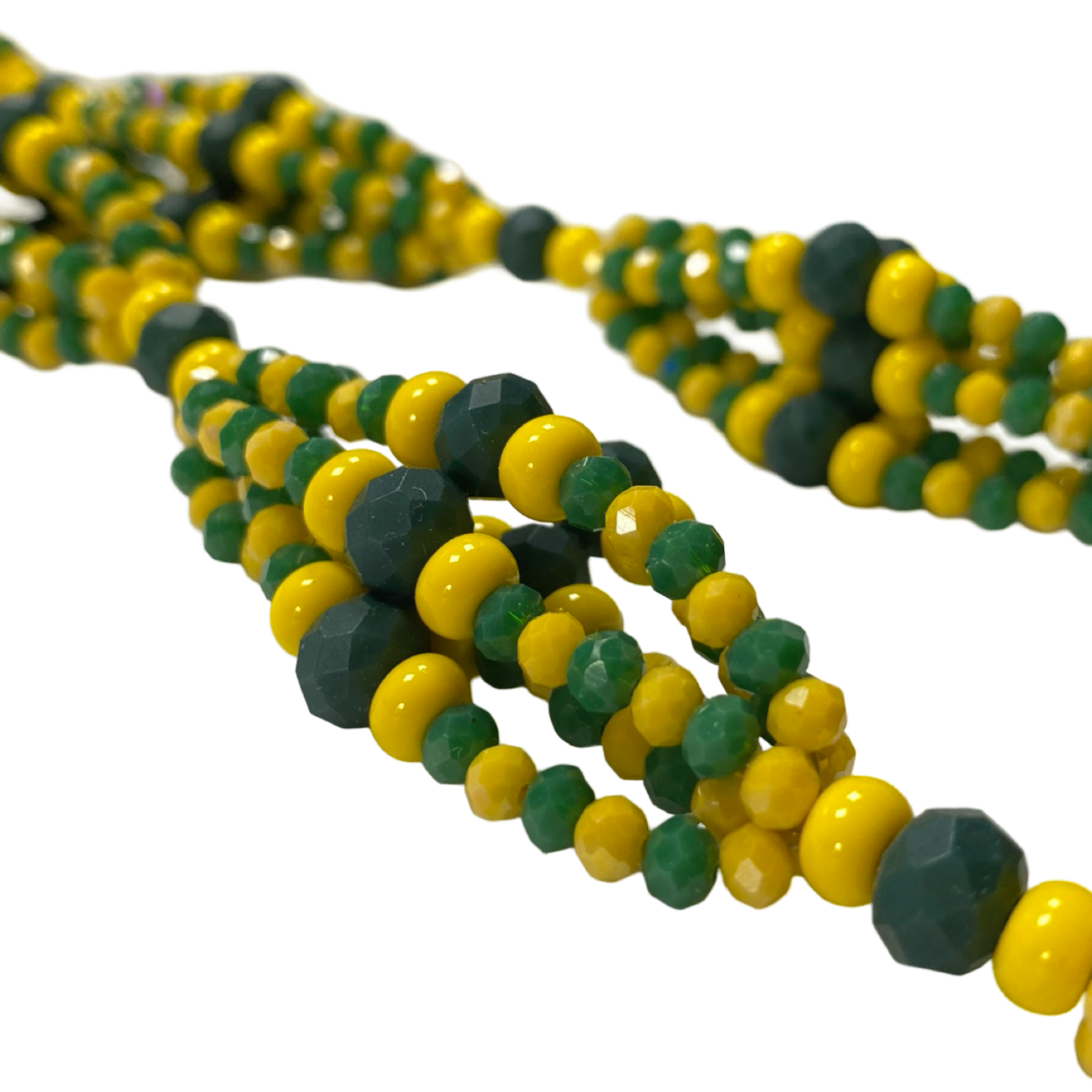 Handmade Gala para Babalawo – Afro-Cubano e Isese – Green and Yellow Glass Beads - SanteriaGuide