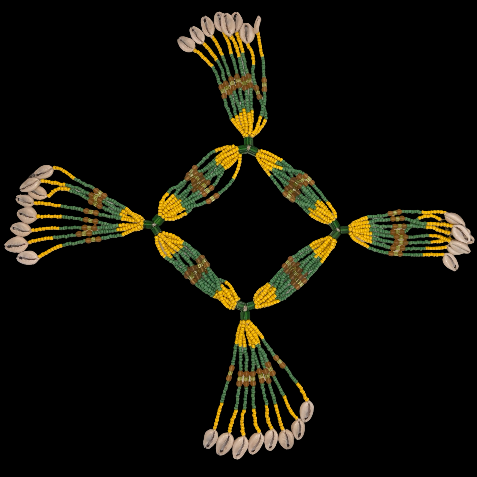 Mazo de Orunmila hecho a mano - Orisha Santería Yoruba Verde y Amarillo