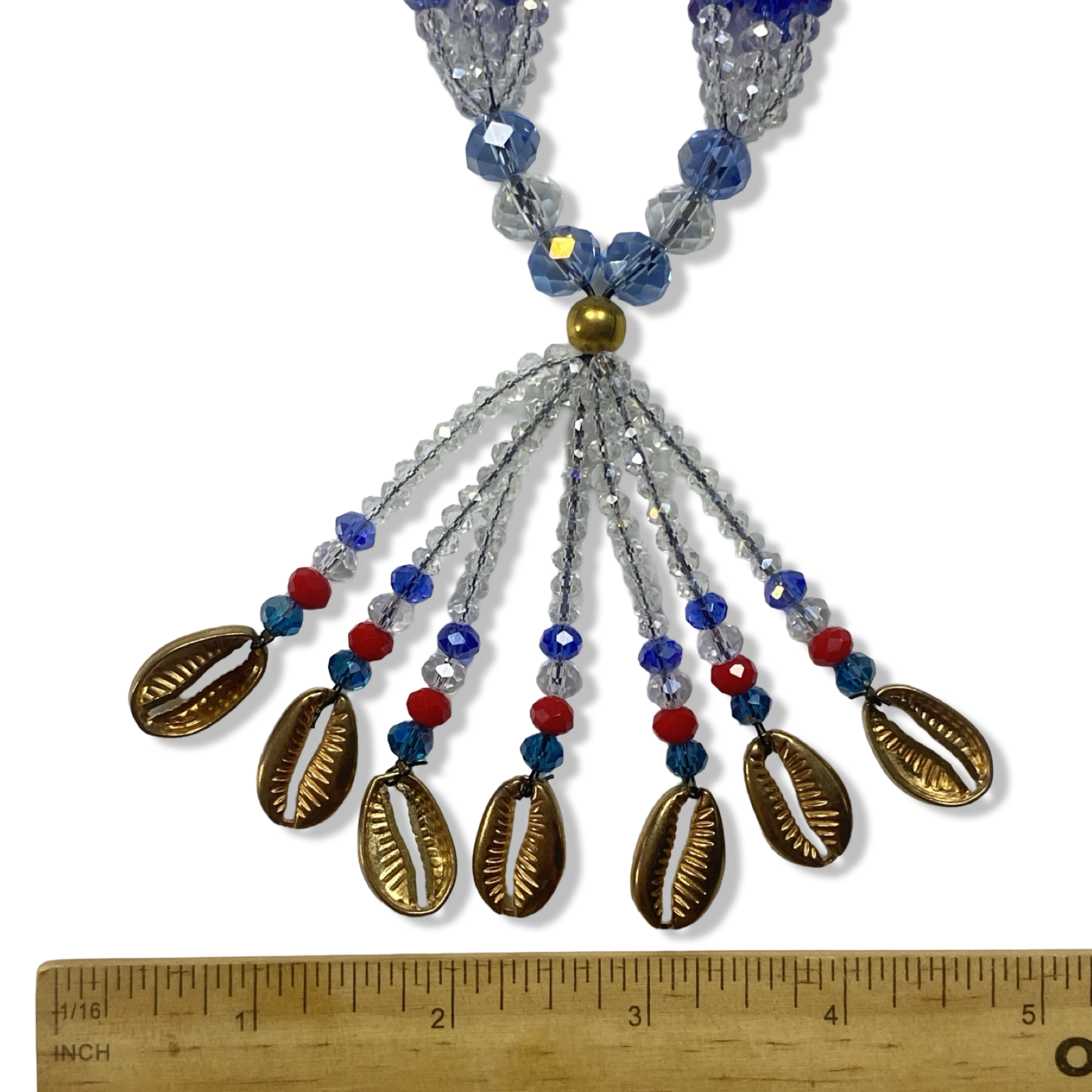 Handmade Gala de Yemayá Ashabá - Clear, Blue, Red, and Light Blue Beads Yoruba Santería Orisha Mazo Necklace - SanteriaGuide