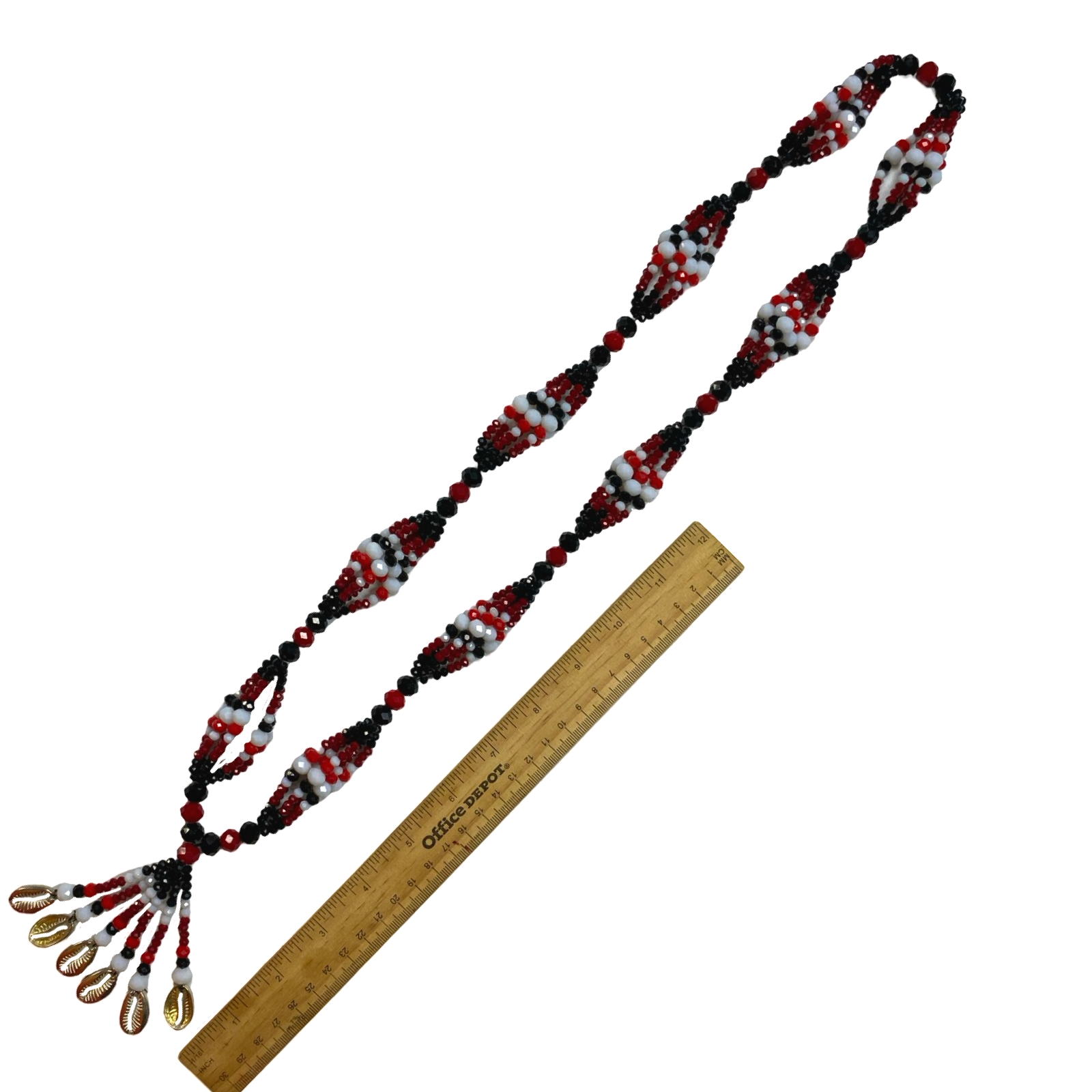 Handmade Gala de Eshu Alaguana – Black, White, and Red Glass Beads for Iyawó - SanteriaGuide
