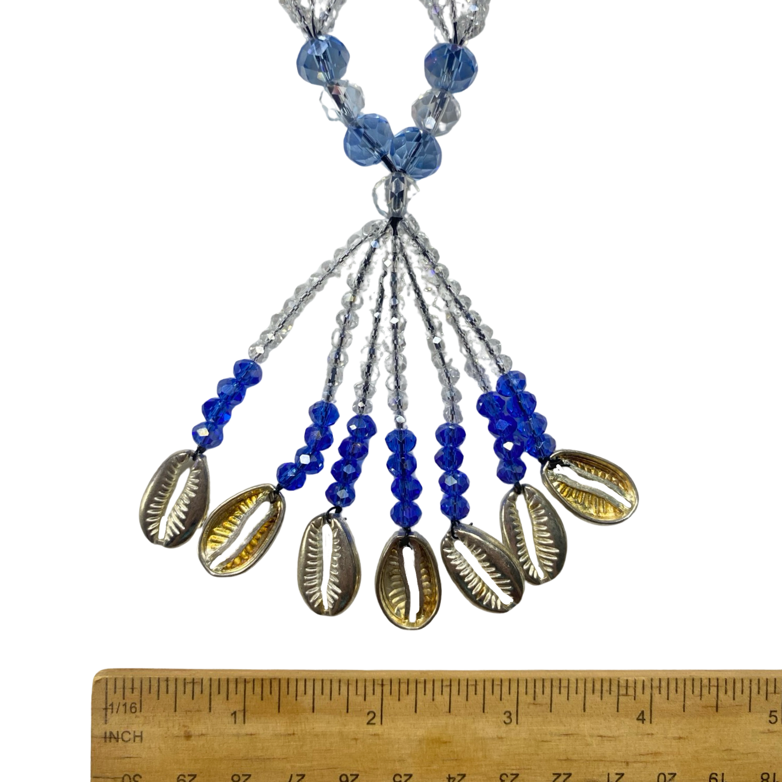 Handmade Gala de Yemayá Asesú - Clear, Blue, and Silver Shells Yoruba Santería Orisha Mazo Necklace - SanteriaGuide