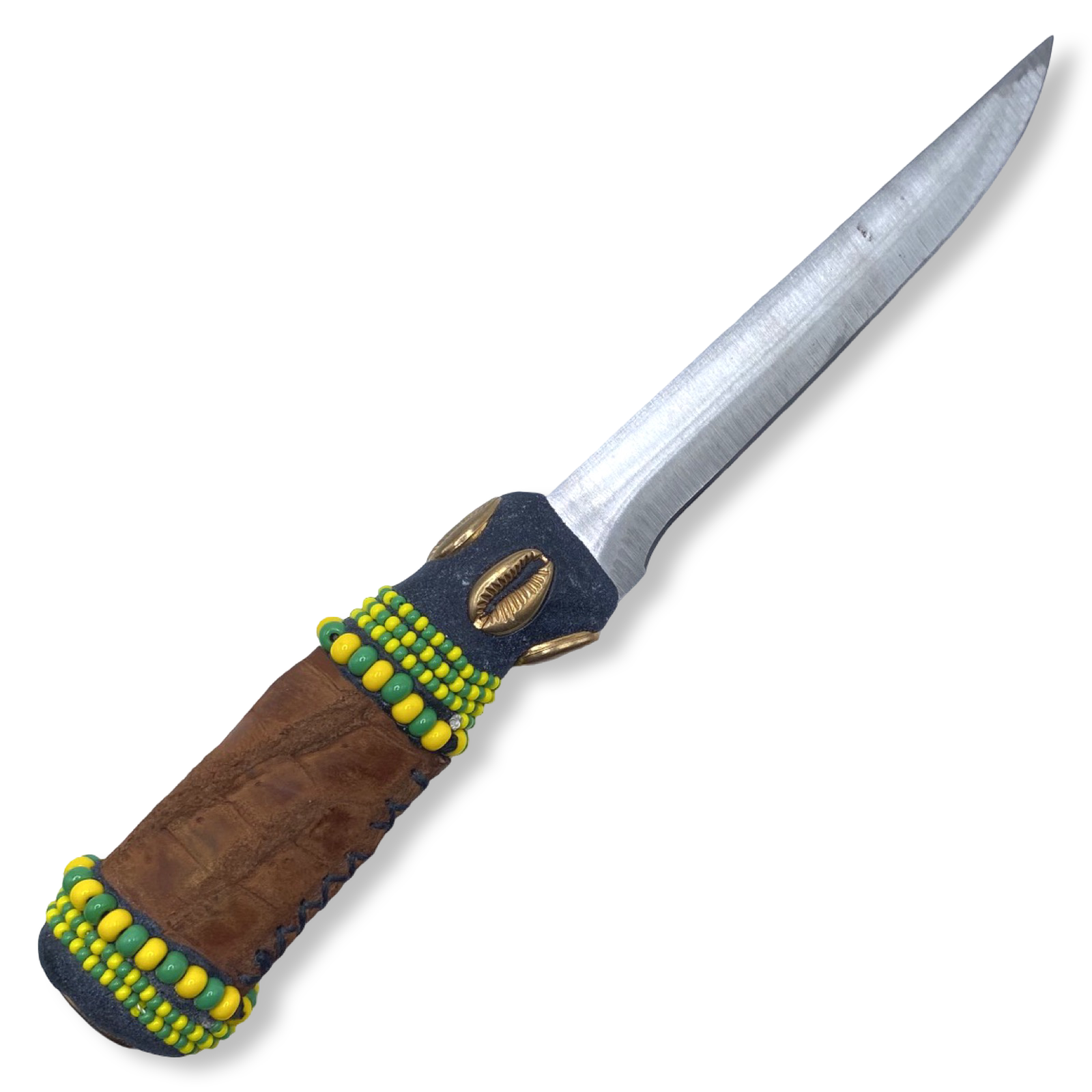 Pinaldo Cuchillo para Orunmila – De Piel, Diseño 4 (Knife with Leather for Orunmila – Design 4) - SanteriaGuide