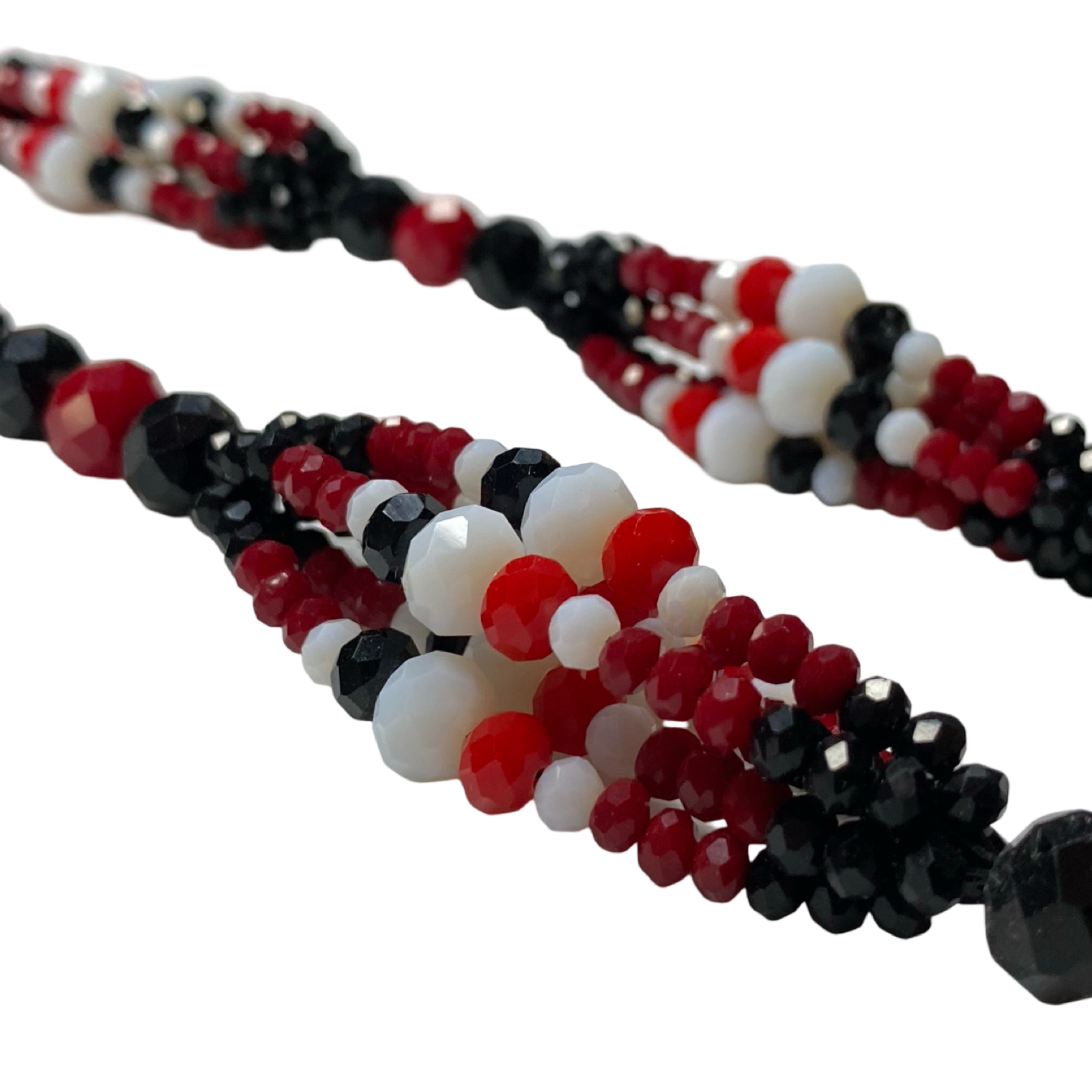 Handmade Gala de Eshu Alaguana – Black, White, and Red Glass Beads for Iyawó - SanteriaGuide