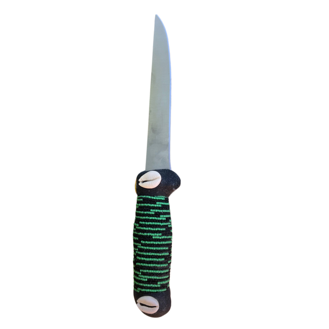 Pinaldo Cuchillo de Oggún – Beaded Handle with Cowrie Shells