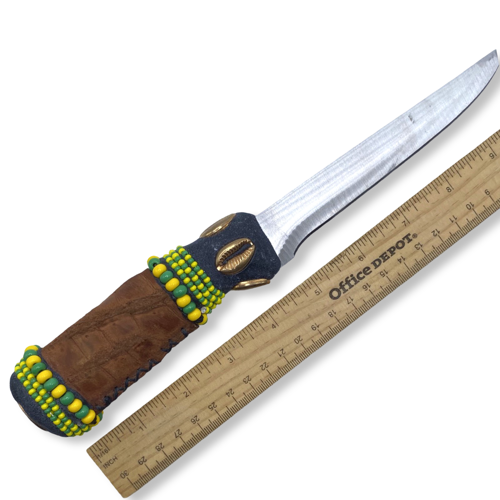 Pinaldo Cuchillo para Orunmila – De Piel, Diseño 4 (Knife with Leather for Orunmila – Design 4) - SanteriaGuide