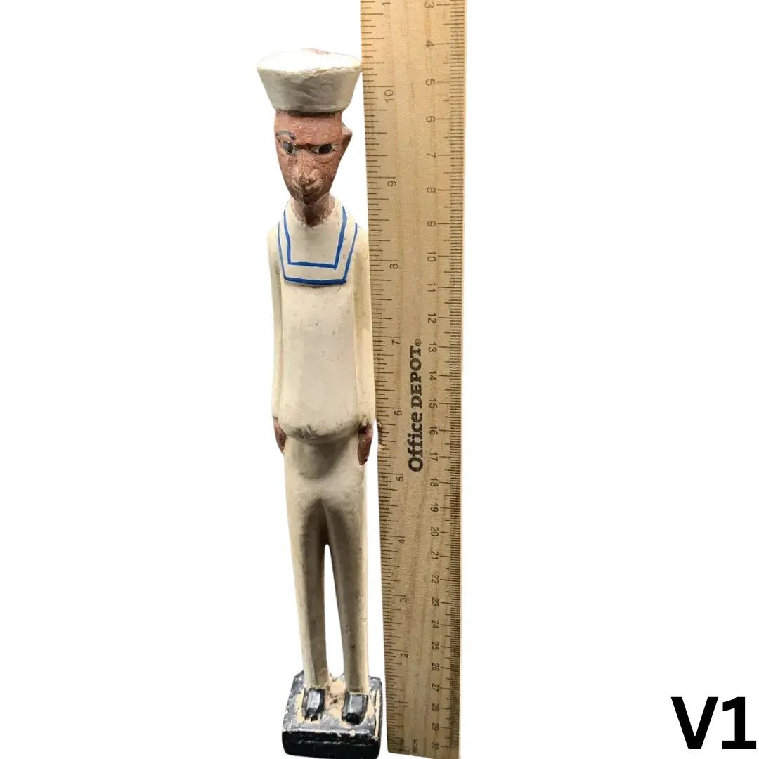 1 African Ivory Coast Baule Colonial statue Male Statue Hand Carved Painted Doctor 12in