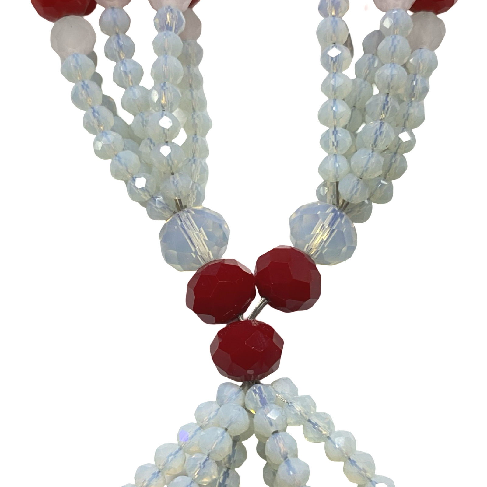 Handmade Gala de Obatalá Ayaguna – Red, White, and Clear Glass Beads for Iyawó - SanteriaGuide