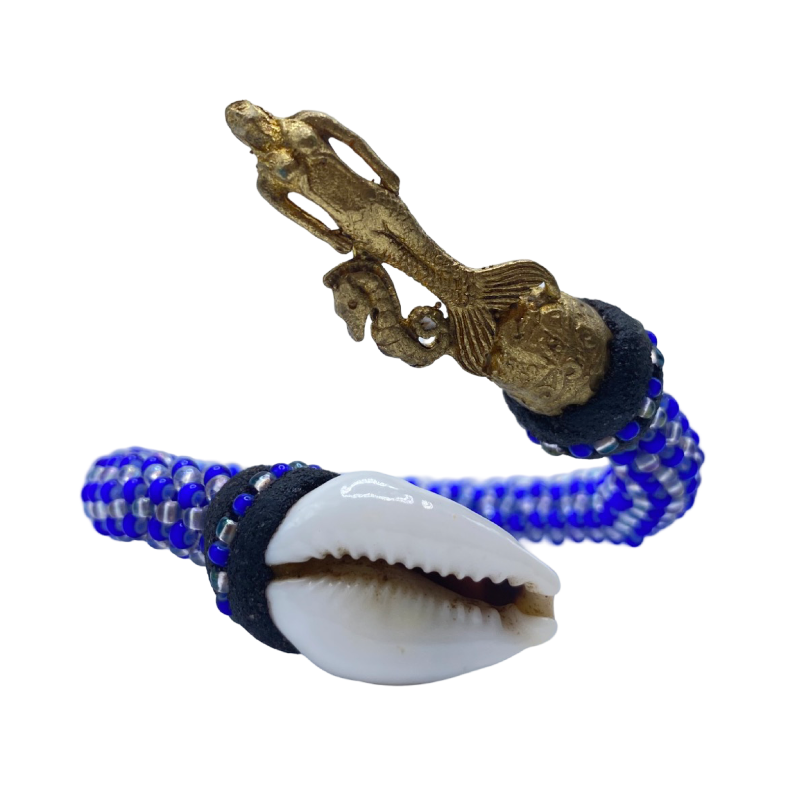 Handmade Ilde de Yemayá Yemoja Bracelet - Cowrie Shell & Bronze Yoruba Santeria Orisha - SanteriaGuide