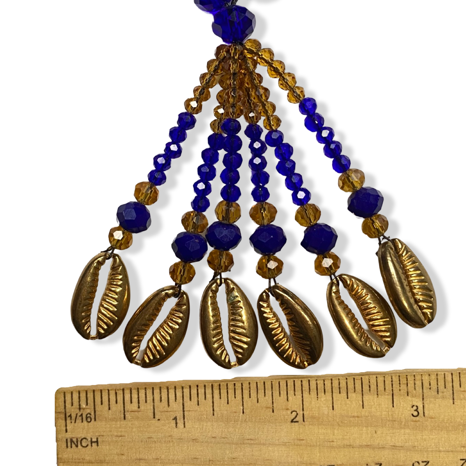 Handmade Gala de Ochosi – Gold and Blue Glass Beads for Iyawó - SanteriaGuide