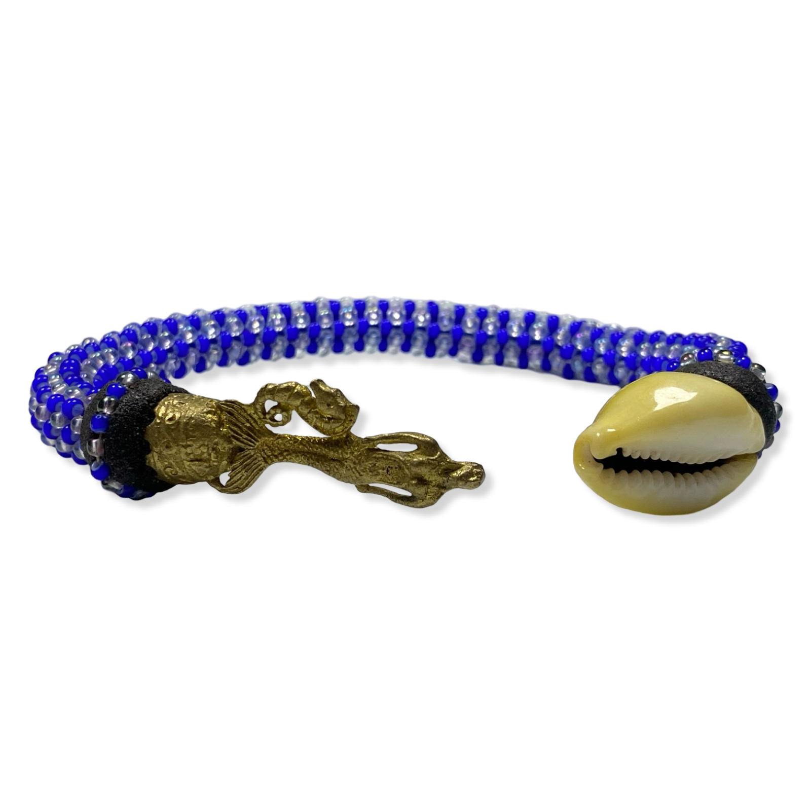 Handmade Ilde de Yemayá Yemoja Bracelet - Cowrie Shell & Bronze Yoruba Santeria Orisha - SanteriaGuide