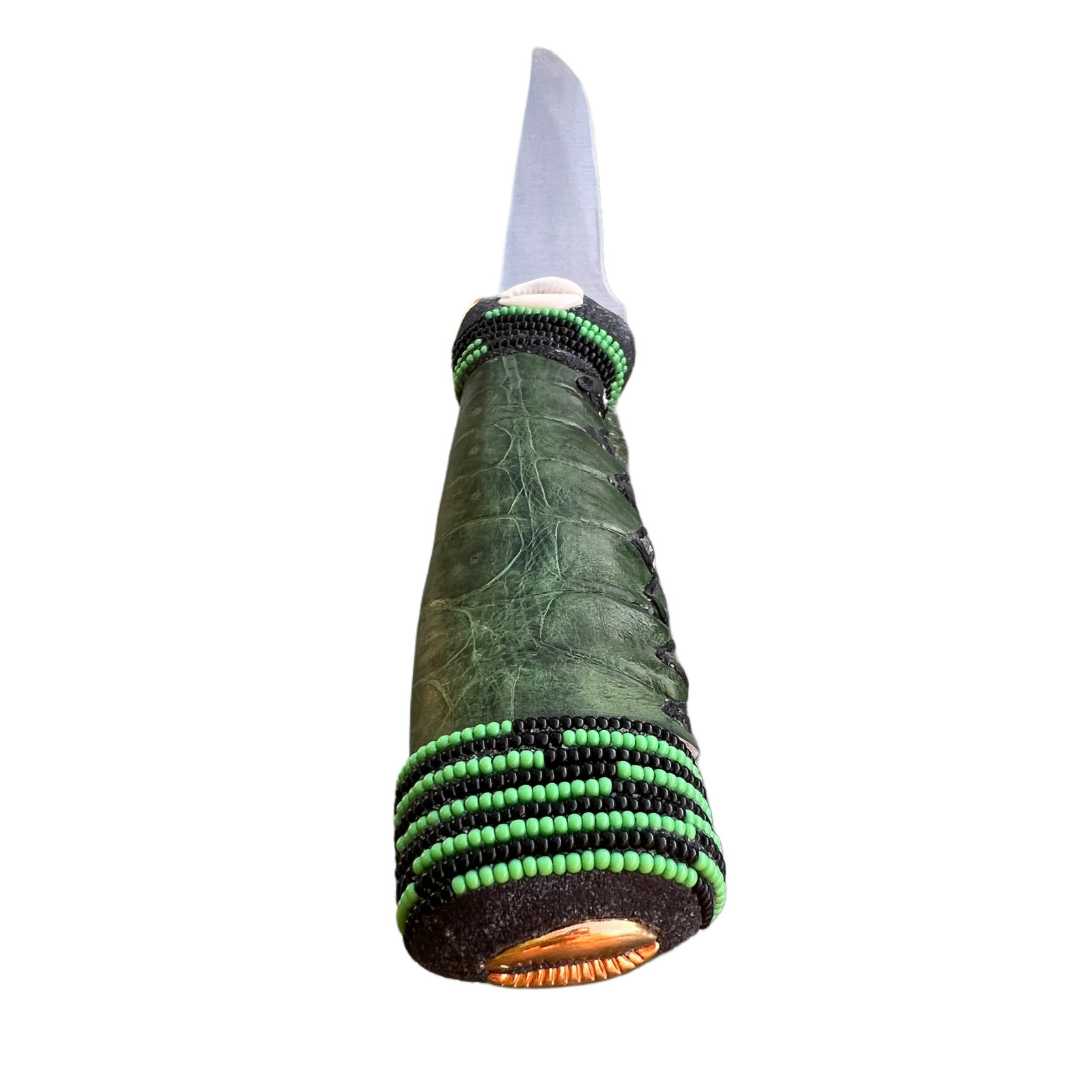 Pinaldo Cuchillo para Ogún – De Piel, Diseño 1 (Knife with Leather for Ogún – Design 1)