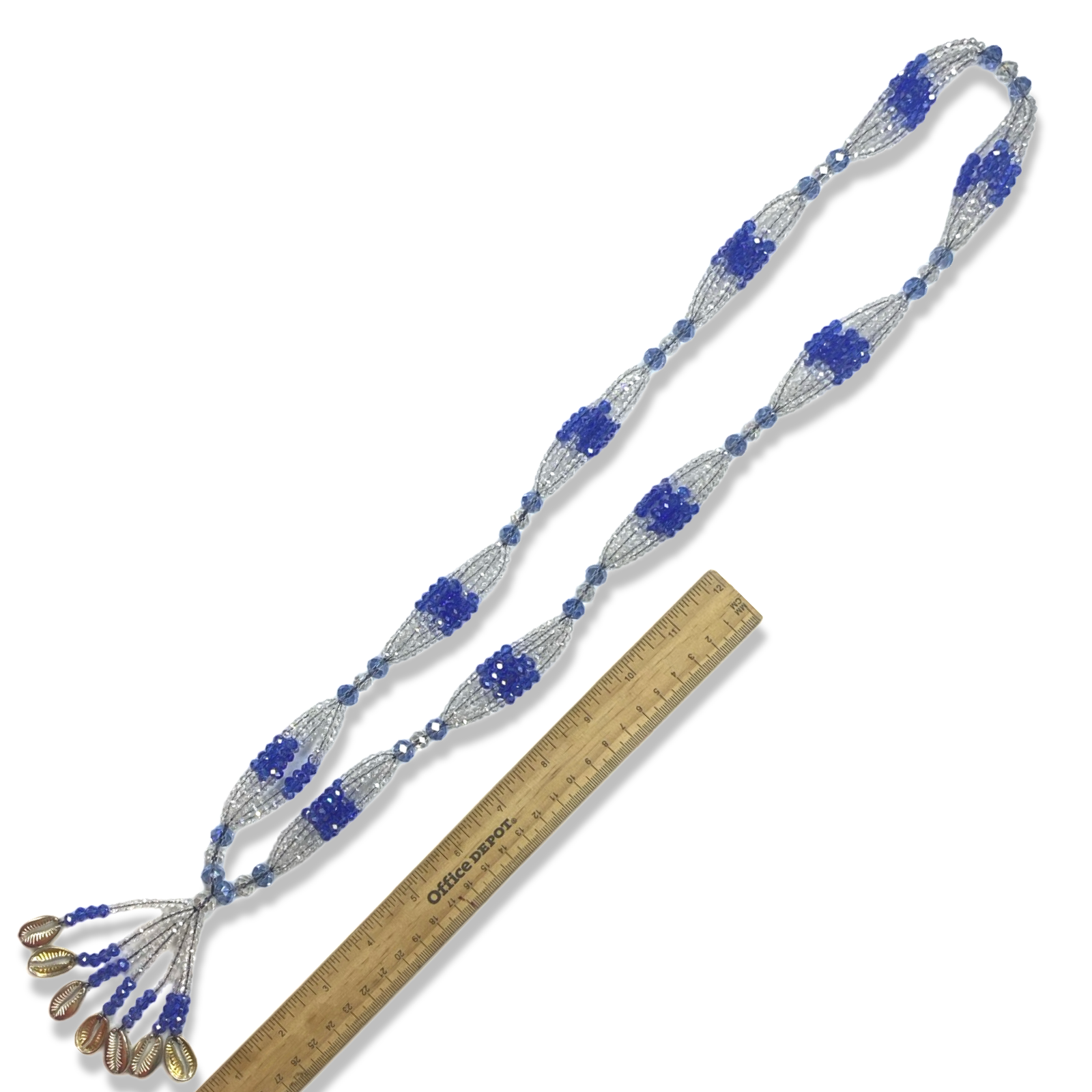 Handmade Gala de Yemayá Asesú - Clear, Blue, and Silver Shells Yoruba Santería Orisha Mazo Necklace - SanteriaGuide