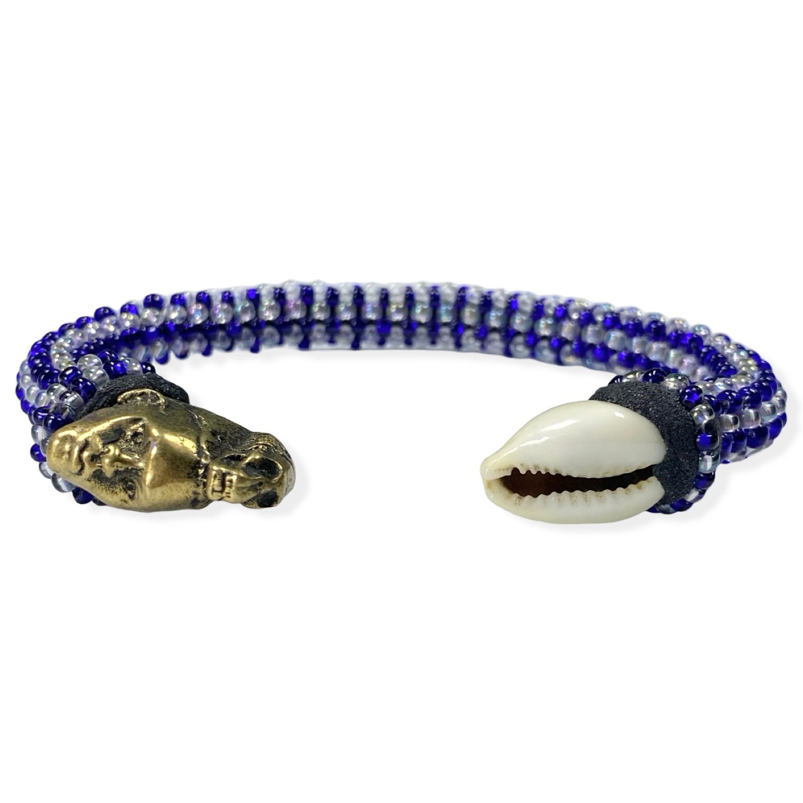 Handmade Ilde de Yemayá Yemoja Bracelet - Cowrie Shell & Bronze Yoruba Santeria Orisha - SanteriaGuide