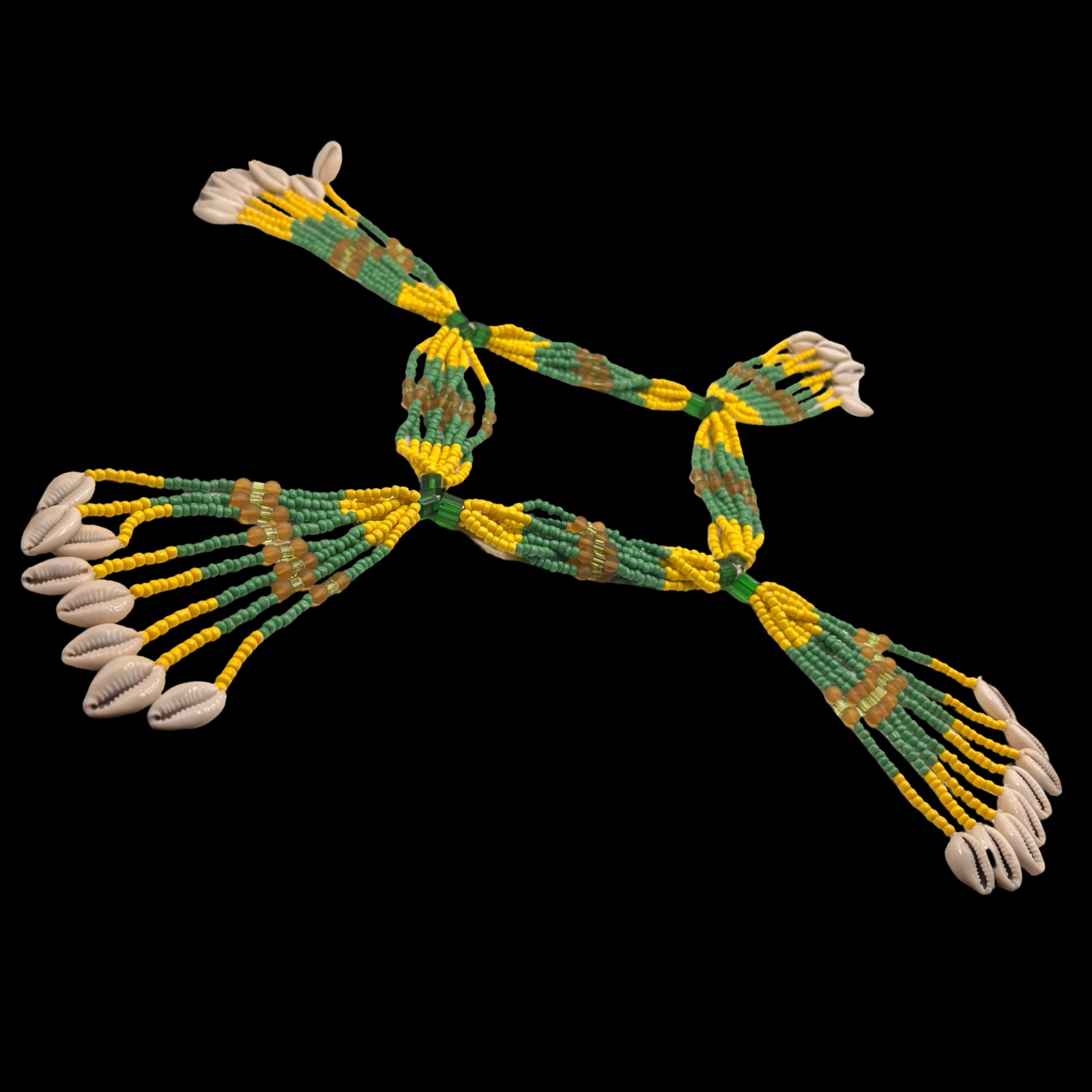 Mazo de Orunmila hecho a mano - Orisha Santería Yoruba Verde y Amarillo