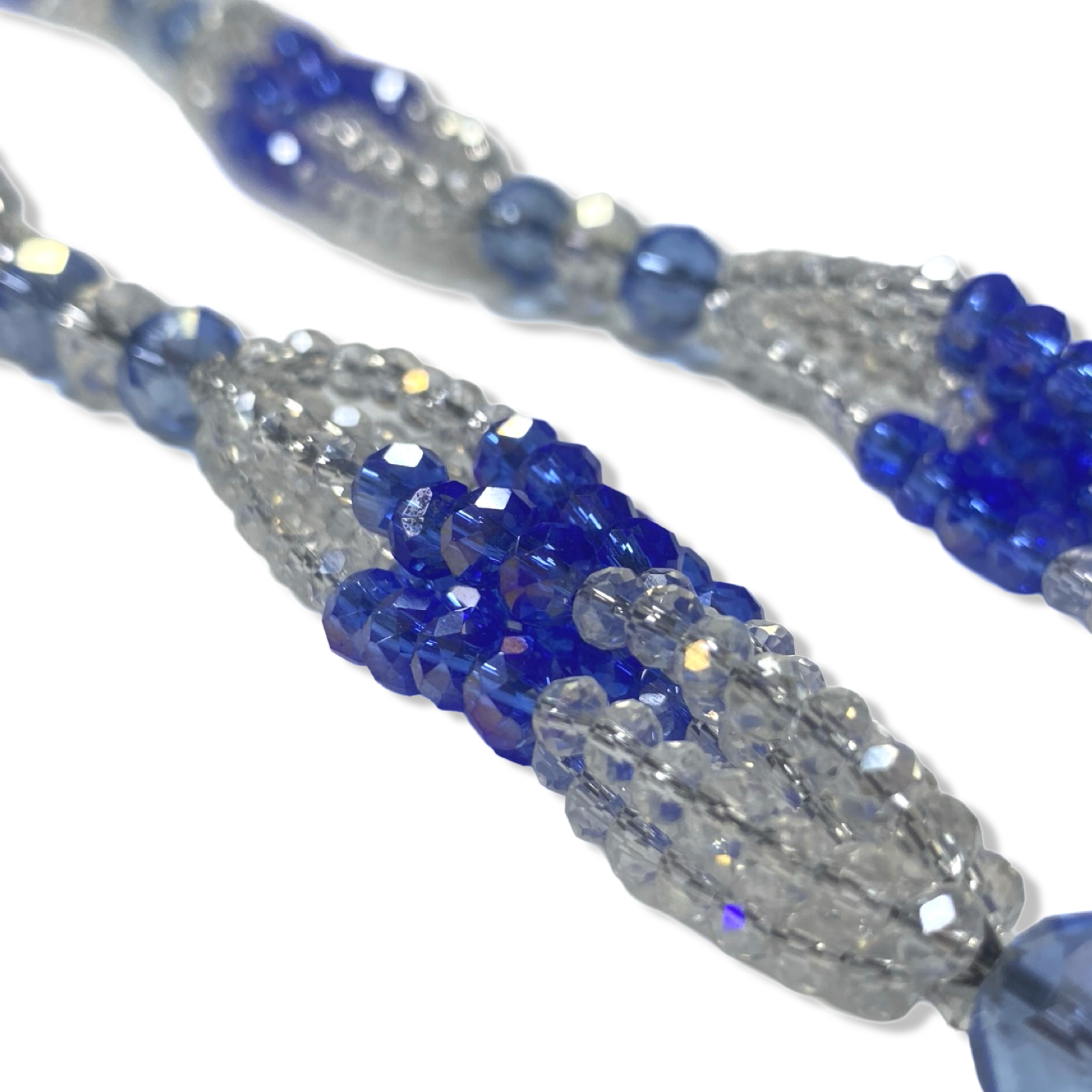 Handmade Gala de Yemayá Asesú - Clear, Blue, and Silver Shells Yoruba Santería Orisha Mazo Necklace - SanteriaGuide