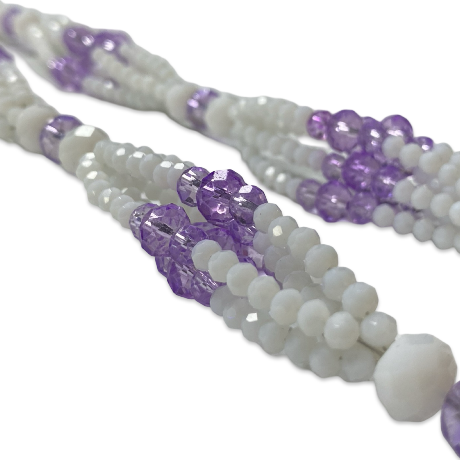 Handmade Gala de Obatalá Obamoro – White, Purple, and Clear Glass Beads for Iyawó - SanteriaGuide